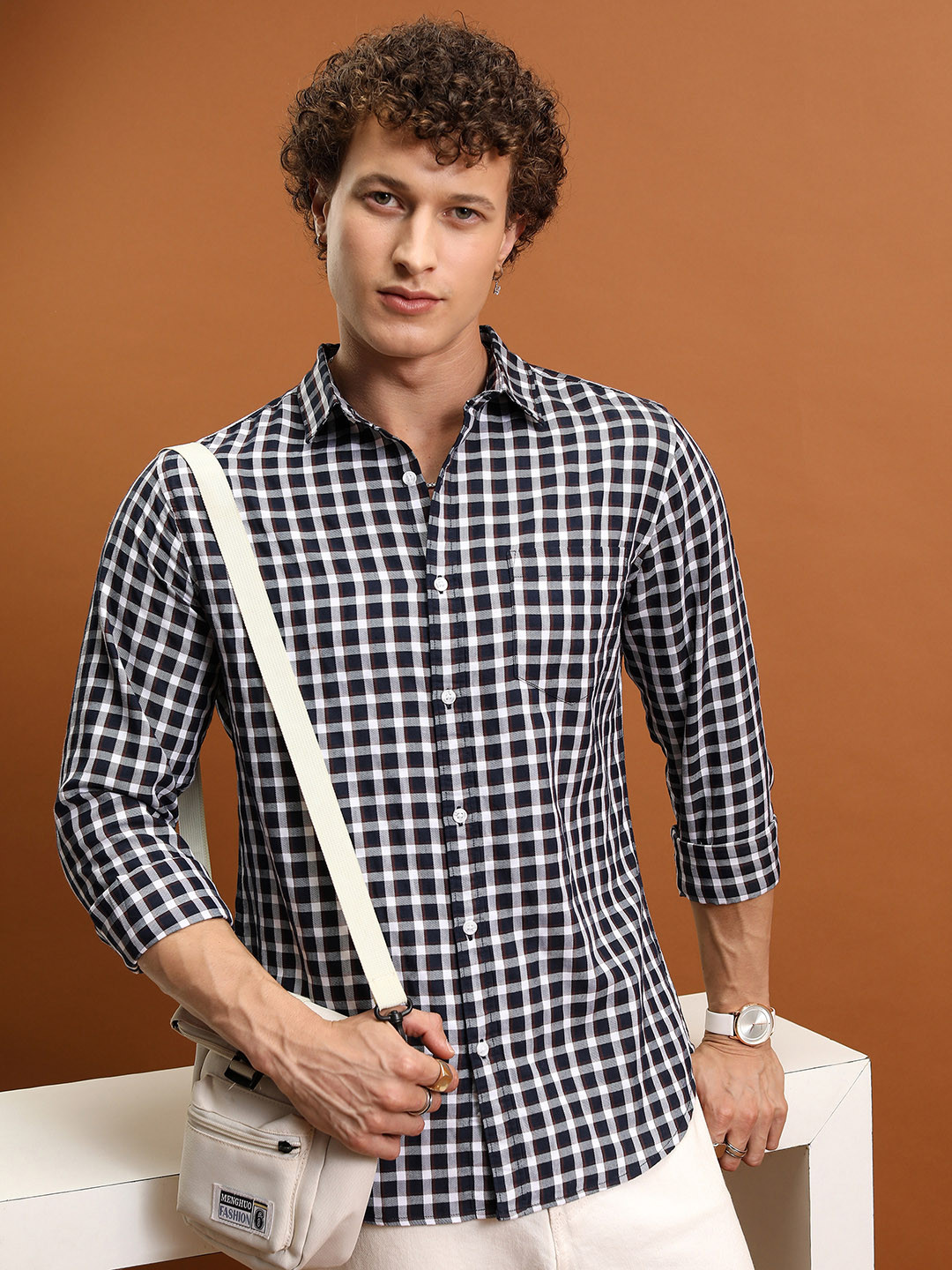 HIGHLANDER Men Slim Fit Checked Shirt