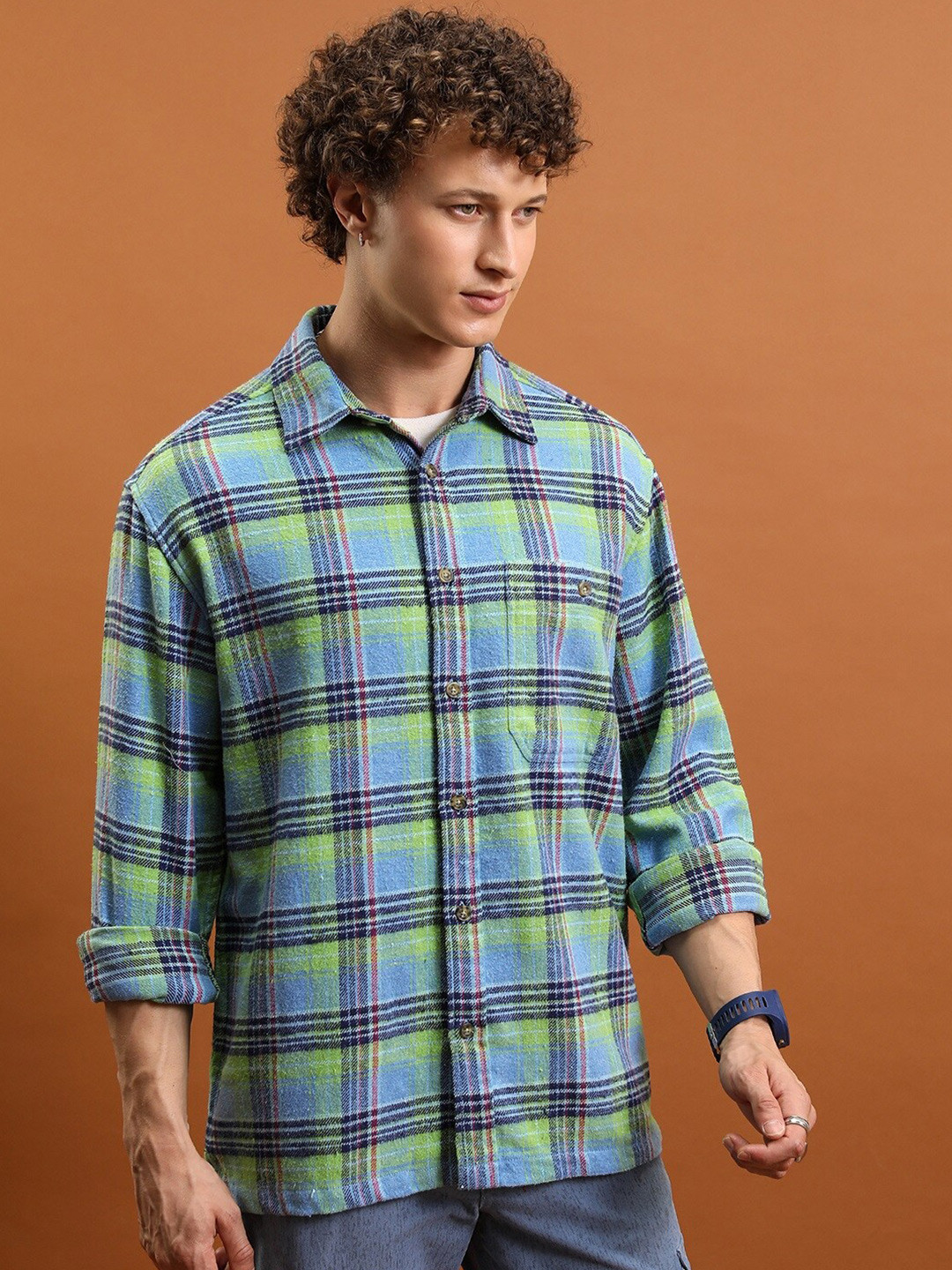 HIGHLANDER Men Oversized Single Pocket Overshirt