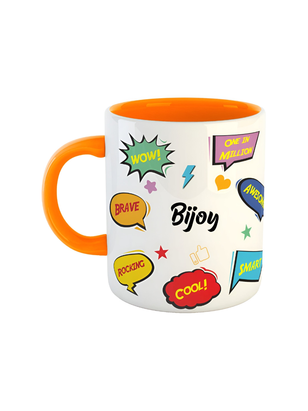 ARTBUG We Love Grandpa Orange Typography Ceramic Microwave Safe Mug-350ml