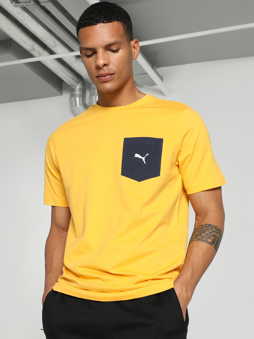 Puma Contrast Pocket Brand Logo Printed Cotton Tshirts