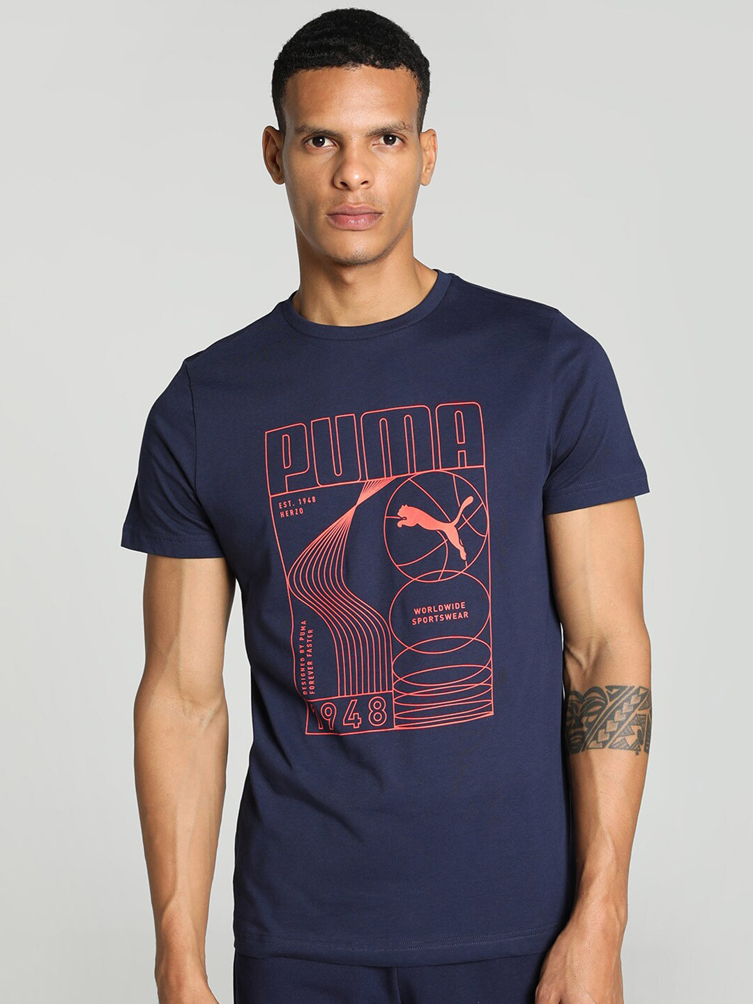 Puma Sport Inspired Graphic Printed Slim Fit Cotton T-shirt
