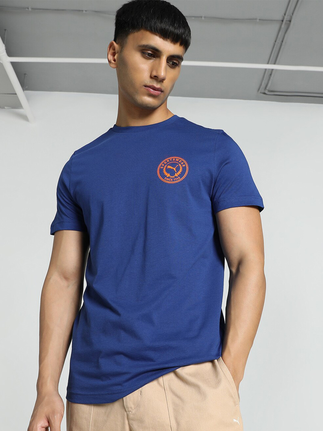 Puma Varsity Graphic Printed Cotton Slim-Fit  T-Shirt