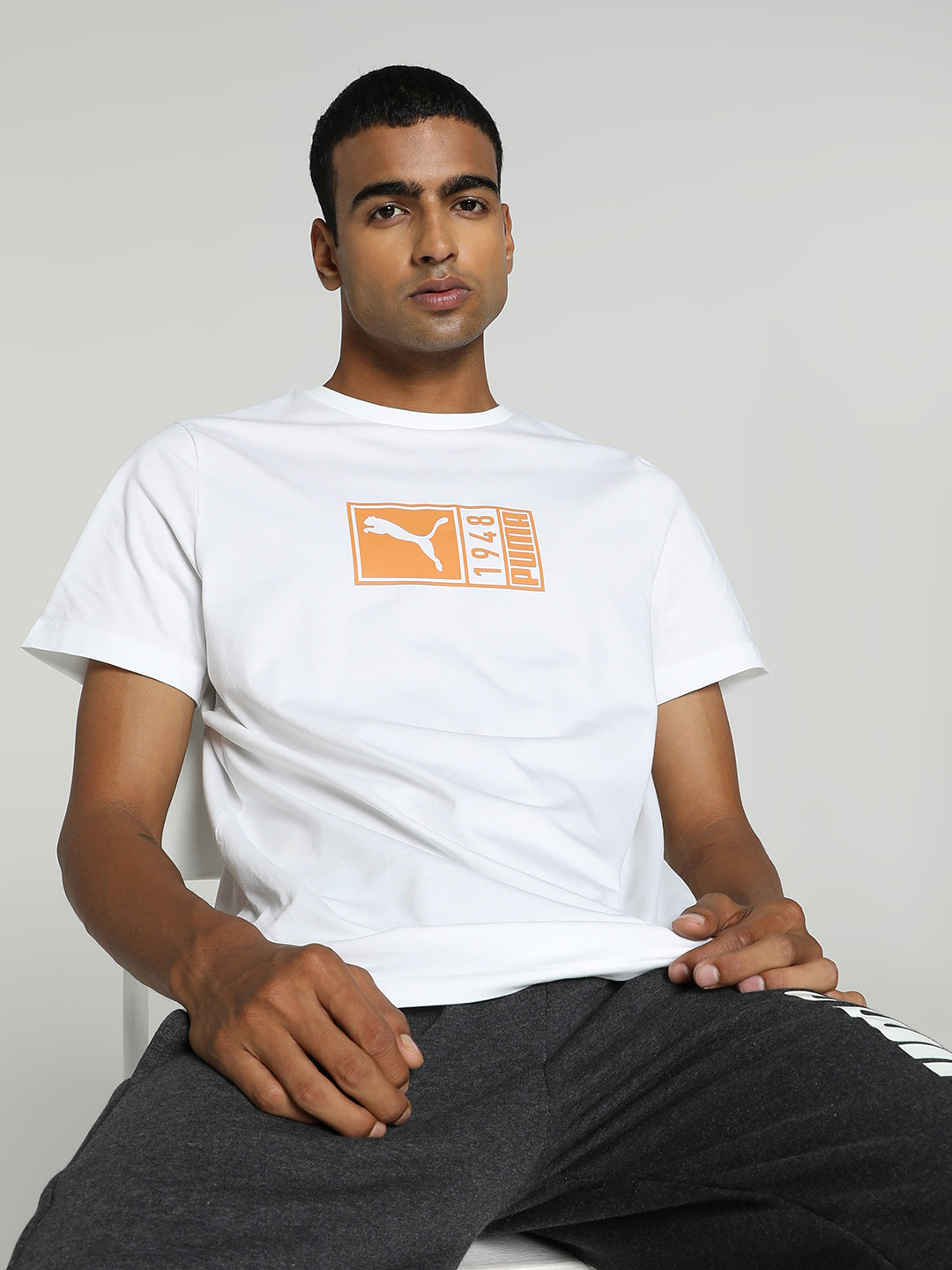 Puma Graphic Logo Tee Logo Graphic Printed Cotton Slim Fit T-shirt