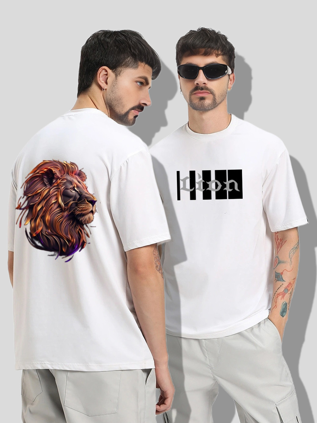 Elibolz Fire Lion Printed Oversized Cotton Tshirt