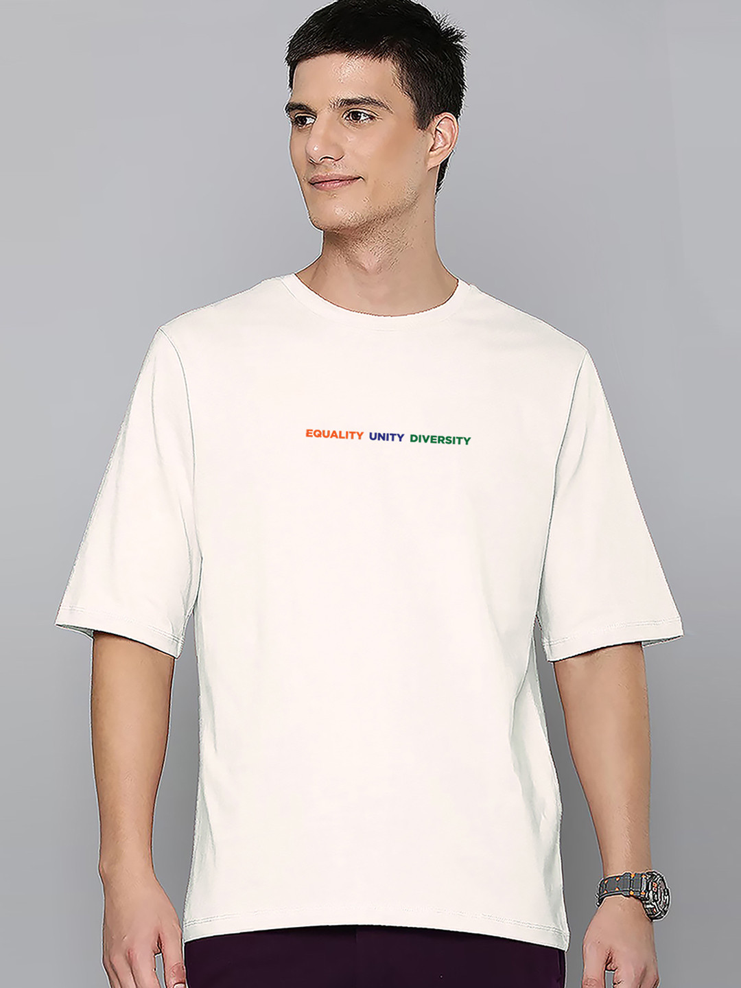 Harvard Off White Round Neck Short Sleeves Cotton Oversized T-shirt