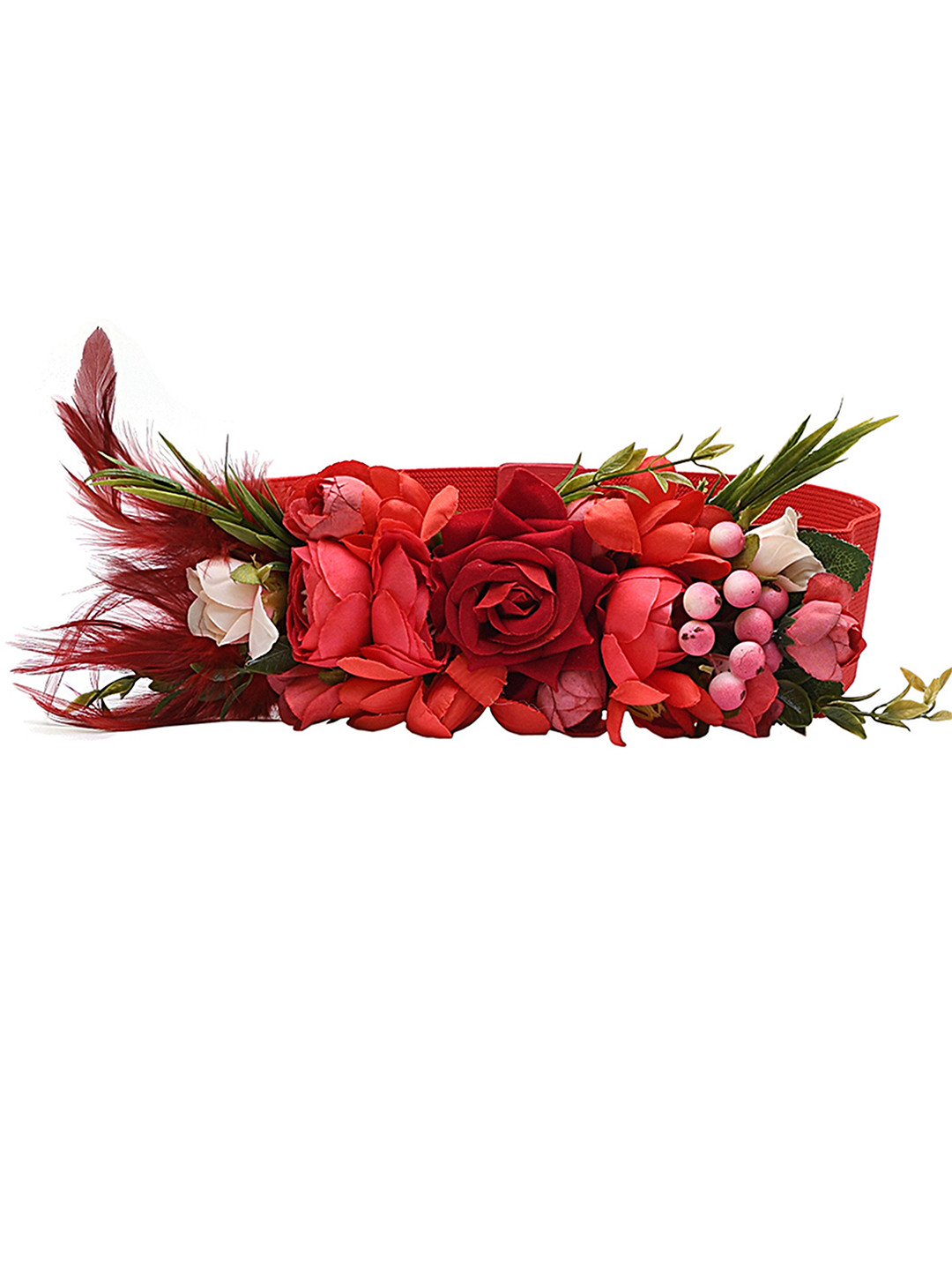 REDHORNS Women Wide Stretchable Elastic Waist Flower Belt