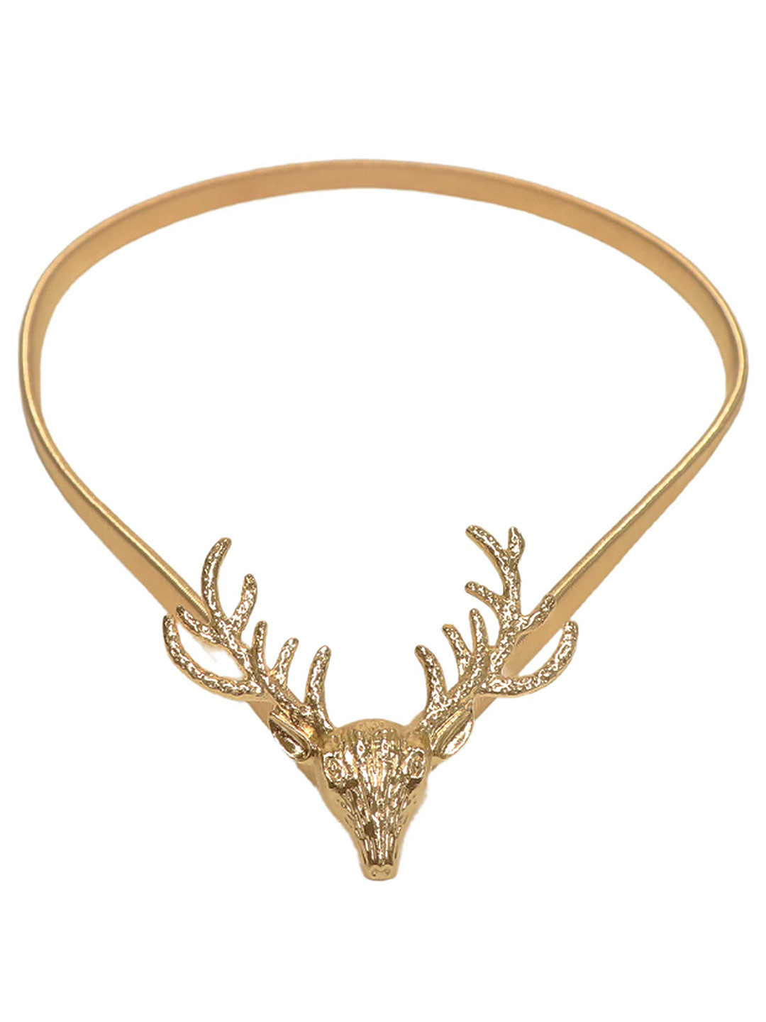 REDHORNS Women Deer Style Metal Spring Strap Embellished Belt