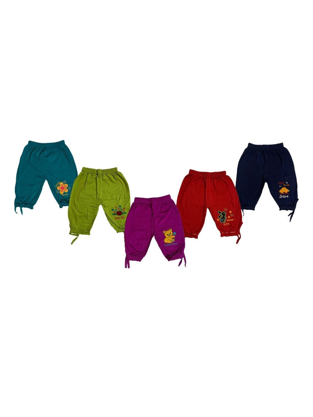 CoolTees4U Girls Pack Of 5 Embroidery Cotton Shorts
