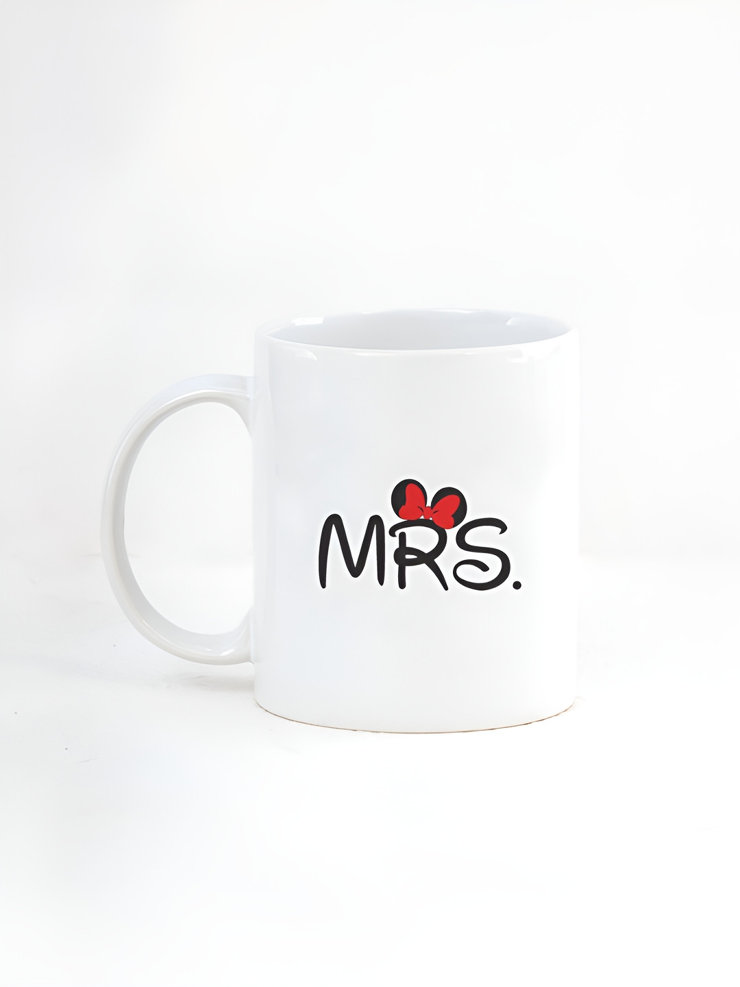 CLAY CRAFT White 1 Piece Mrs Print Fine Ceramic Coffee Mug for Wife or Her, 380 ml