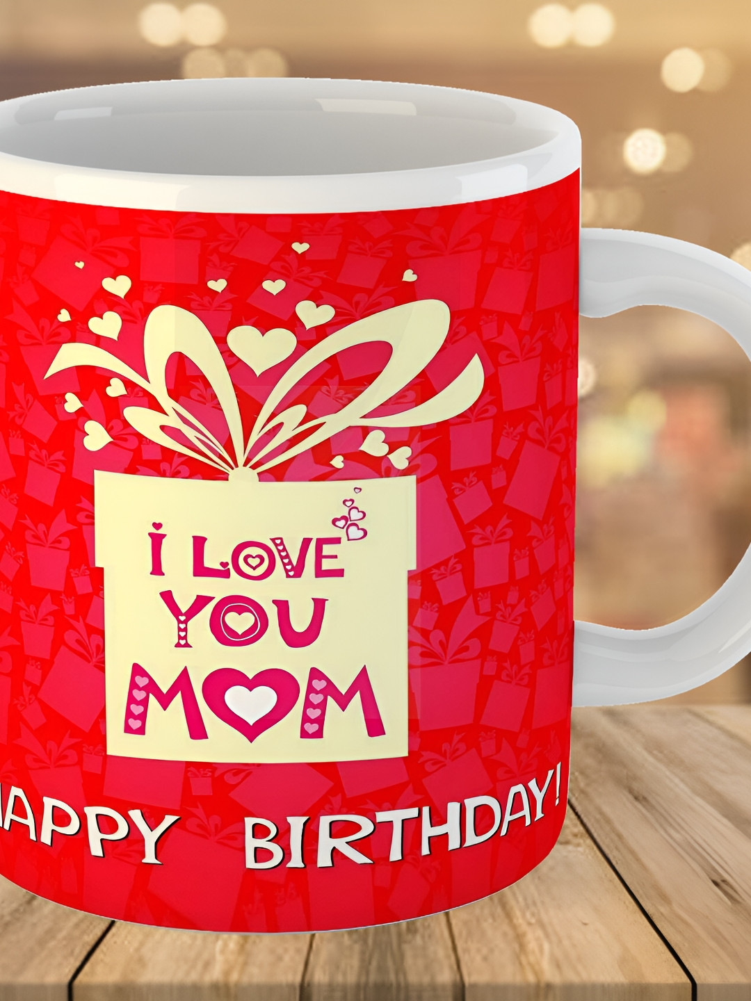 Keviv Red & Yellow Text or Slogans Printed Ceramic Glossy Mug