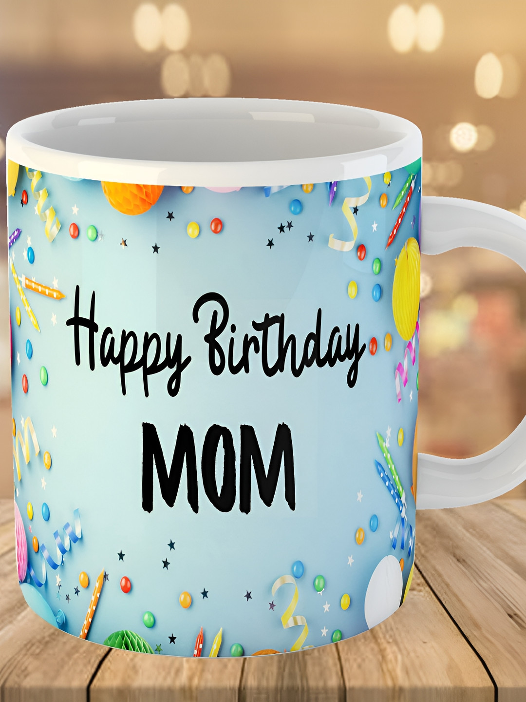 Keviv Blue & Black Text or Slogans Printed Ceramic Glossy Mug 325 ml