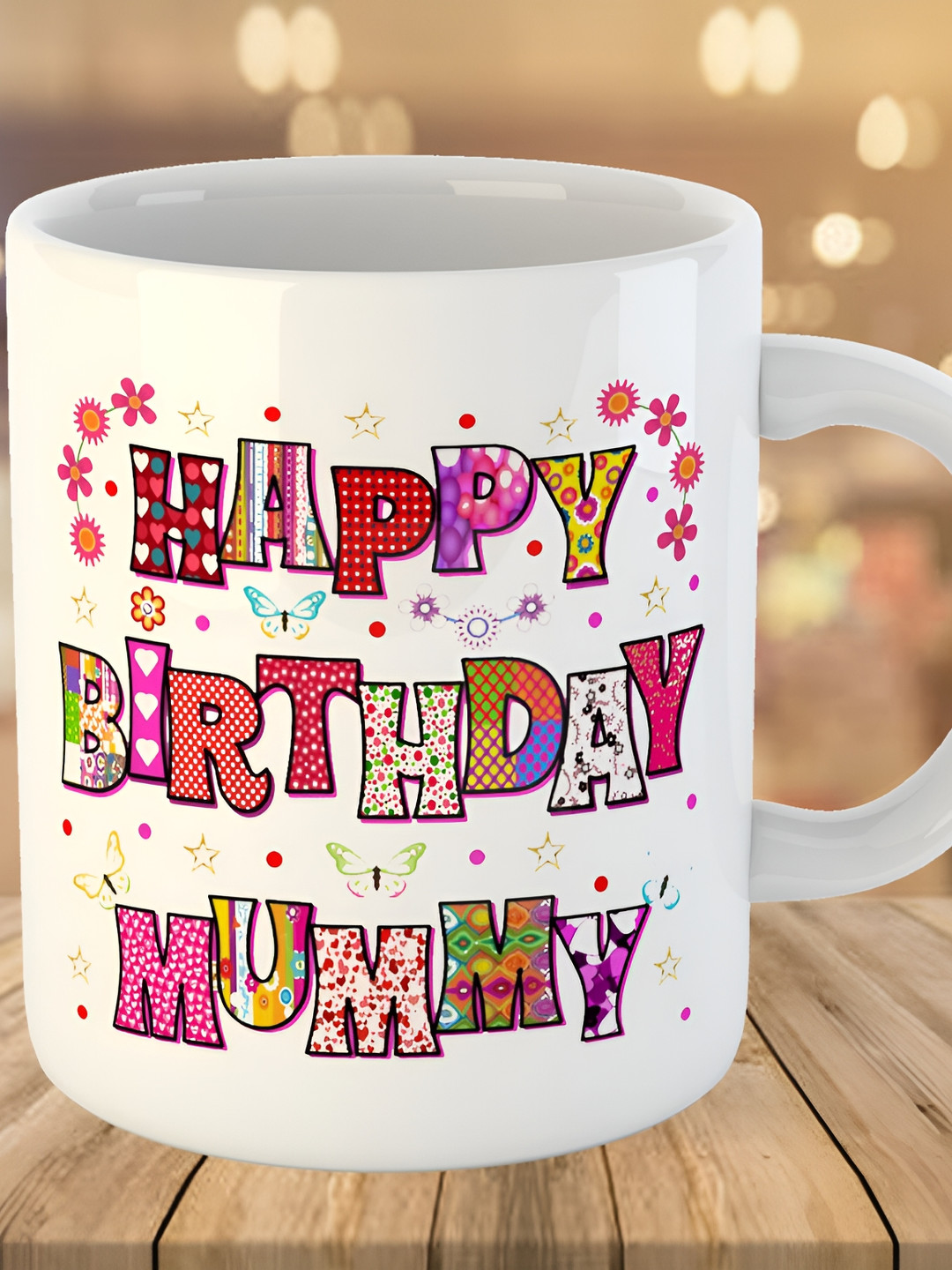 Keviv White & Pink Text or Slogans Printed Ceramic Glossy Mug 325 ml