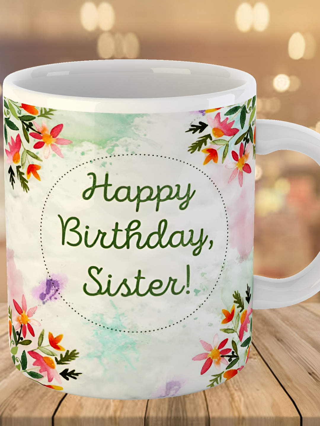 Keviv Green & Red Text or Slogans Printed Ceramic Glossy Mugs 325 ml