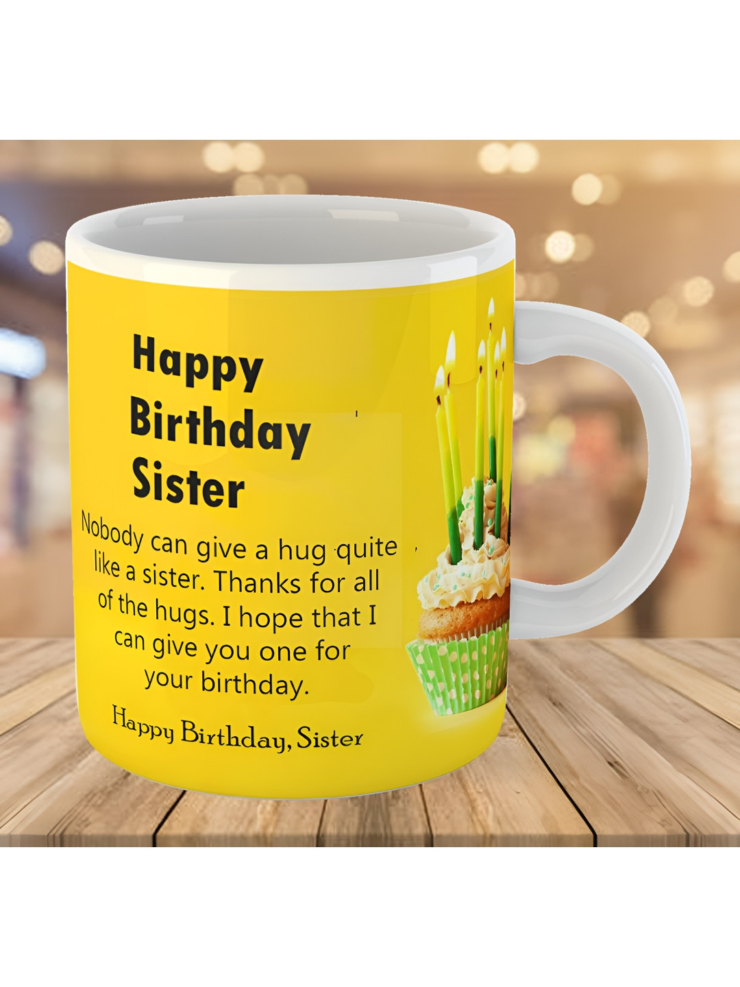 Keviv Yellow & Black Text or Slogans Printed Ceramic Glossy Mugs 325 ml