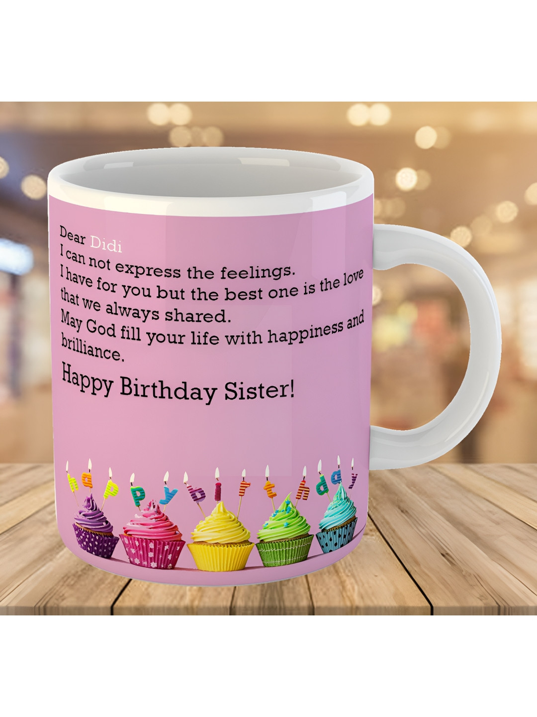Keviv Pink & White Text or Slogans Printed Ceramic Glossy Mug 325 ml
