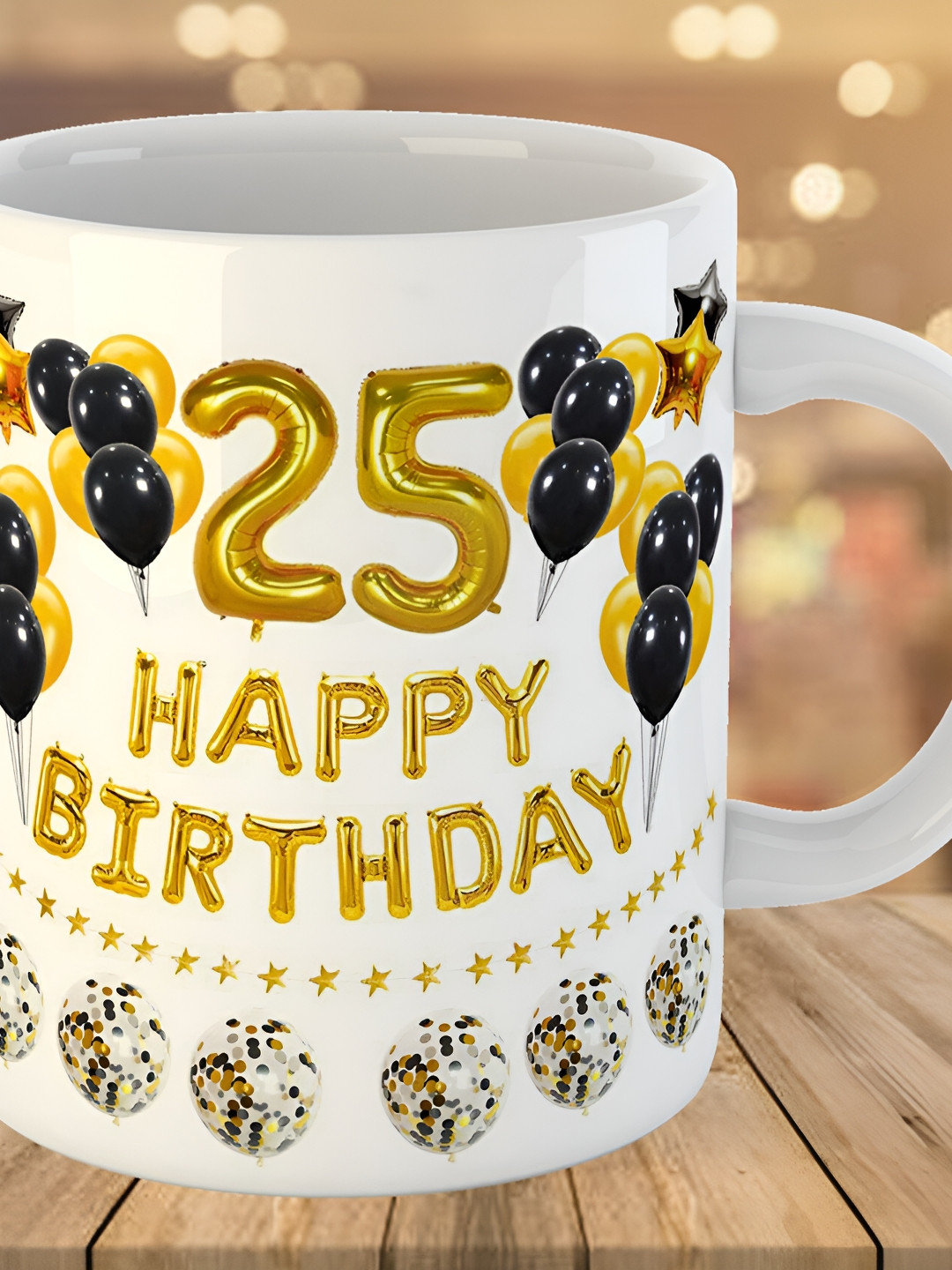 Keviv White & Yellow Text or Slogans Printed Ceramic Glossy Mug 325 ml