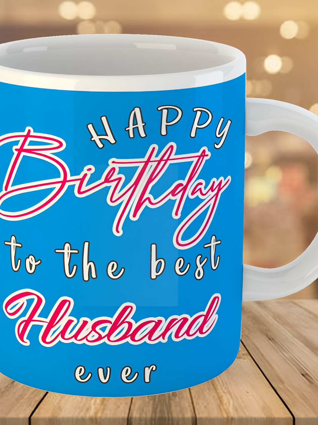 Keviv Blue & White Text or Slogans Printed Ceramic Glossy Mug 325 ml