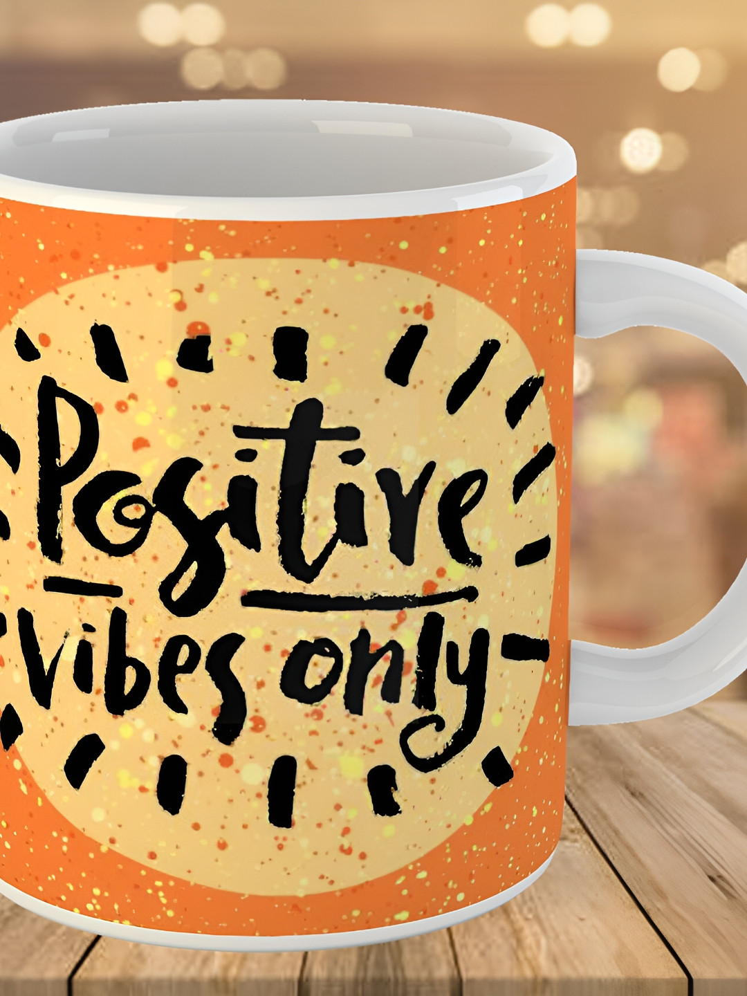 Keviv Orange & Cream Text or Slogans Printed Ceramic Glossy Mug 325 ml