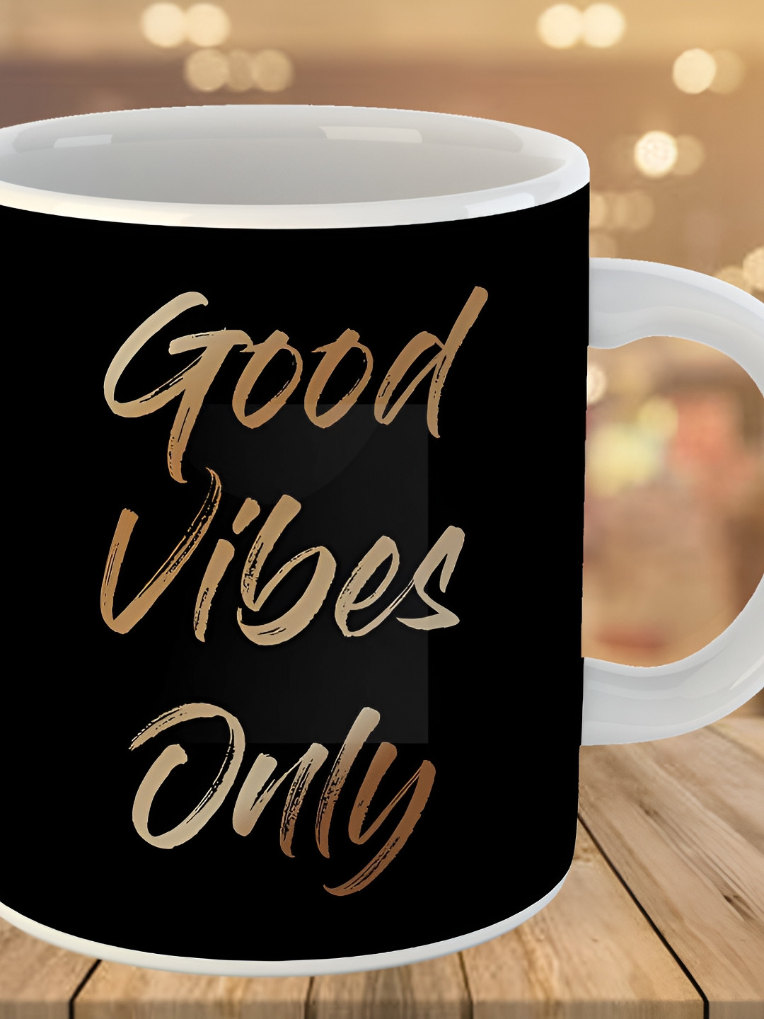 Keviv Black & Gold-Toned Text or Slogans Printed Ceramic Glossy Mug 325 ml