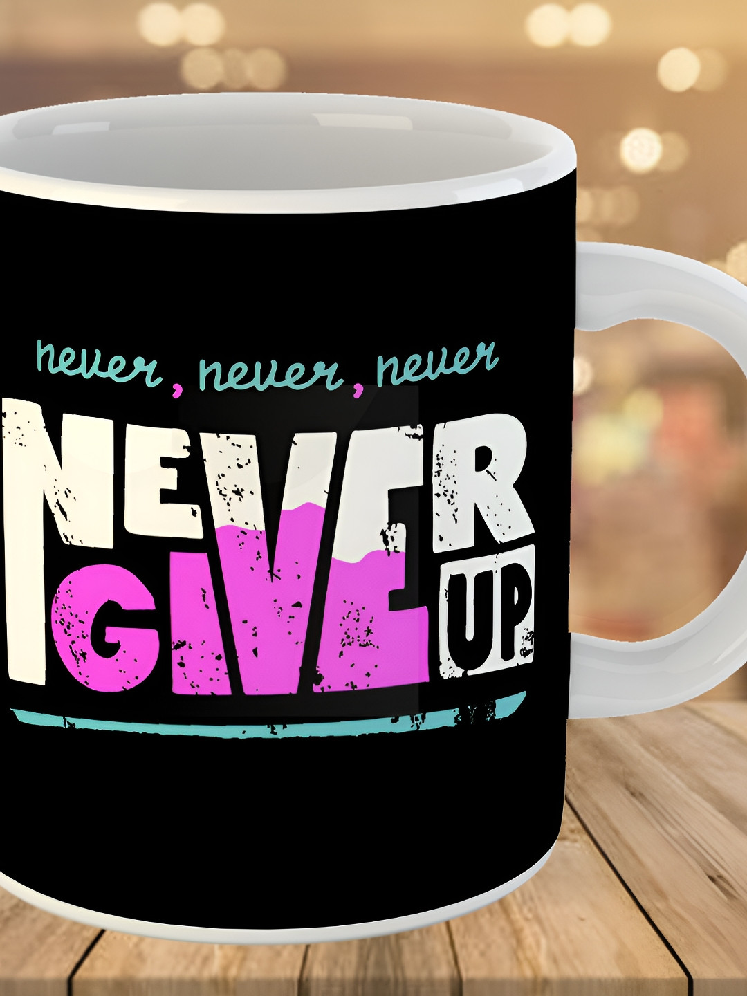 Keviv White & Purple Text or Slogans Printed Ceramic Glossy Mug 325 ml