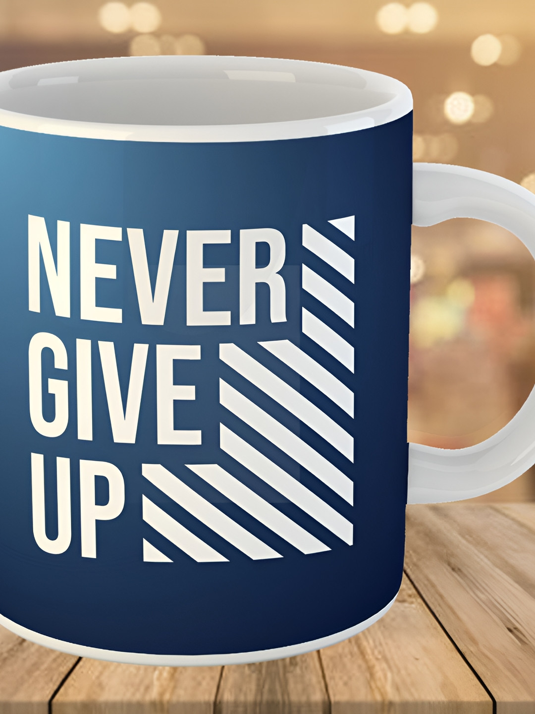 Keviv Blue & White Text or Slogans Printed Ceramic Glossy Mug 325 ml