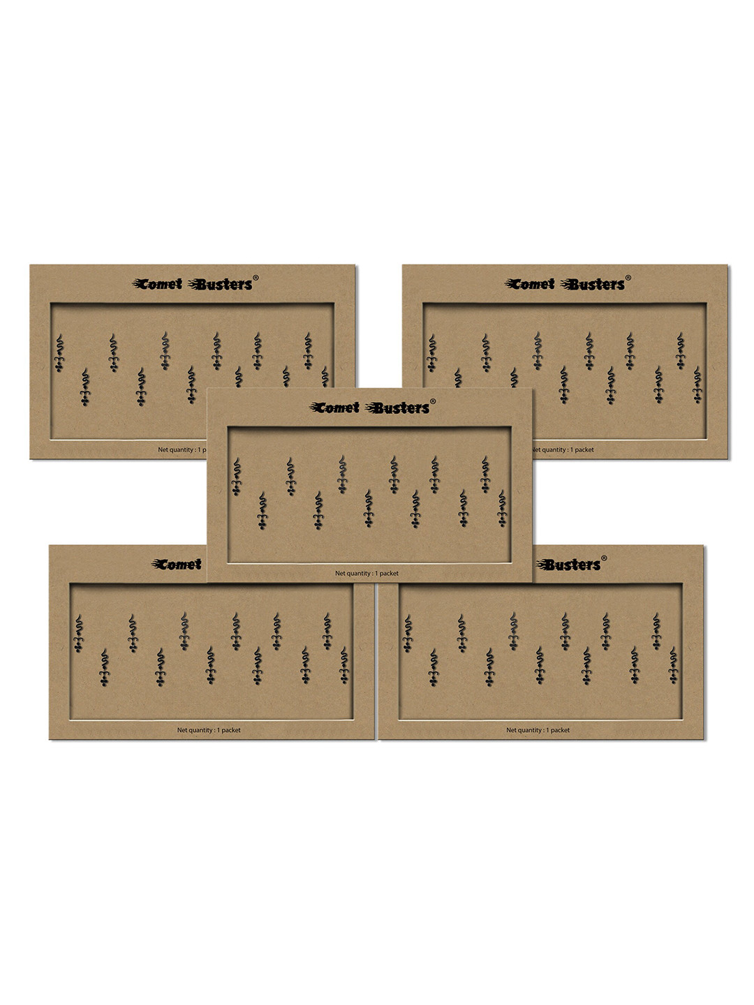 Comet Busters 5-Pcs Traditional Designer Bindi - Black BIN023