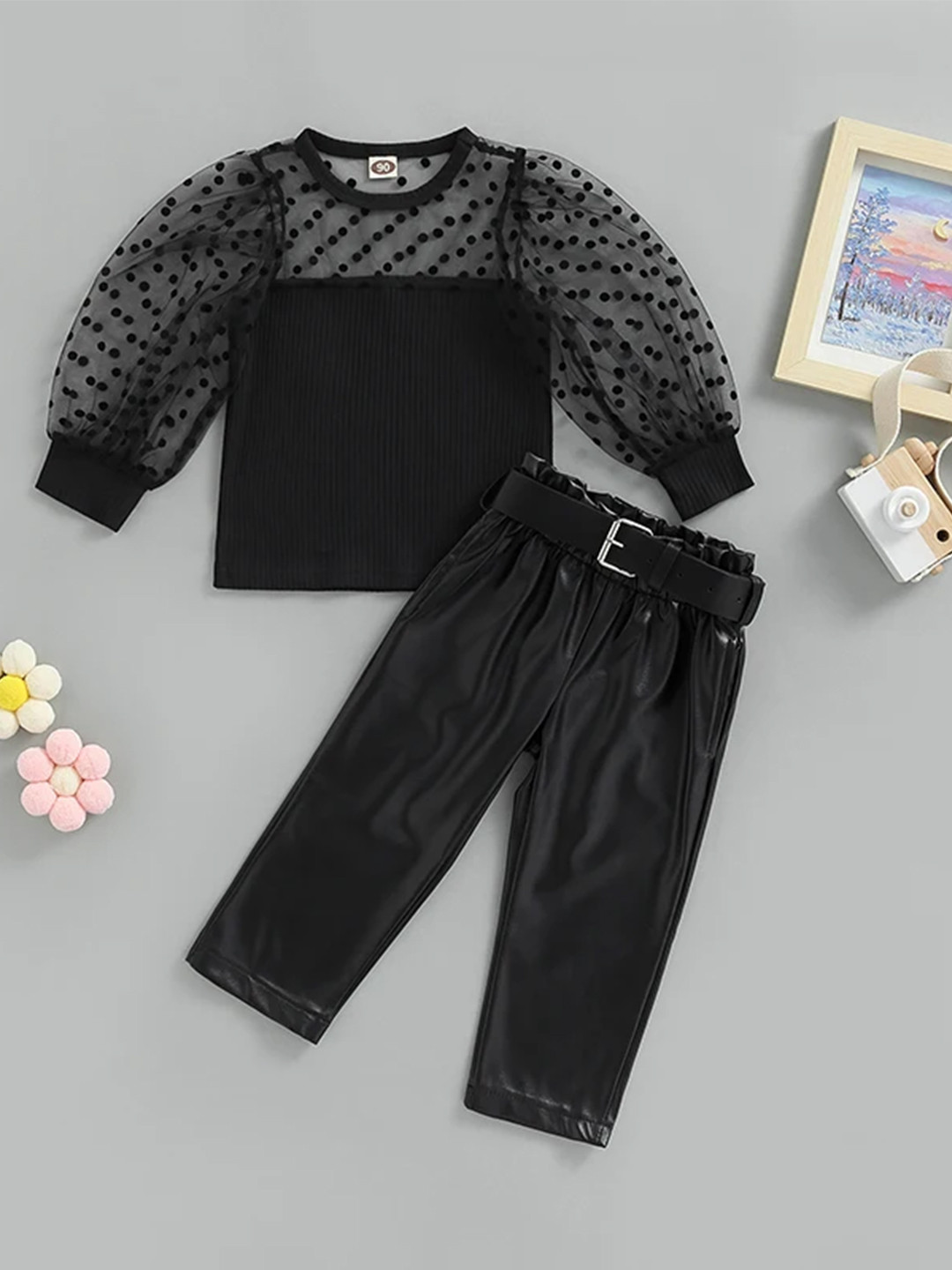 Bold N Elegant Girls Self Design Top with Trousers