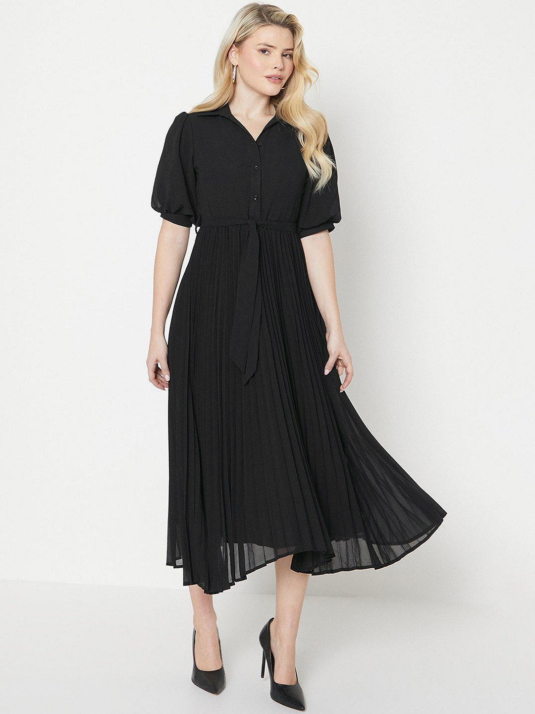 DOROTHY PERKINS Accordion Pleats Fit and Flare Dress