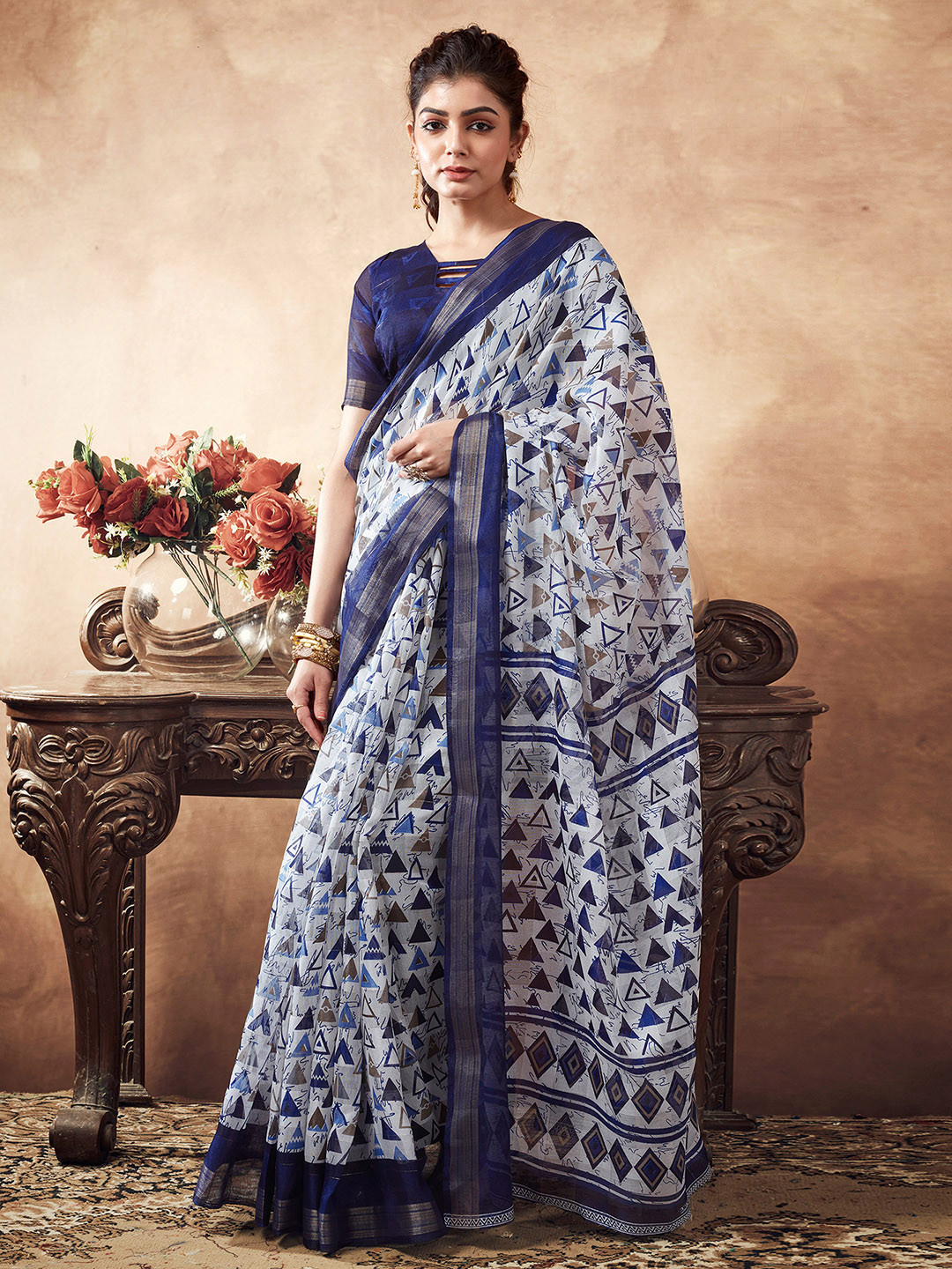 KALINI Bagh Printed Zari Bagh Saree