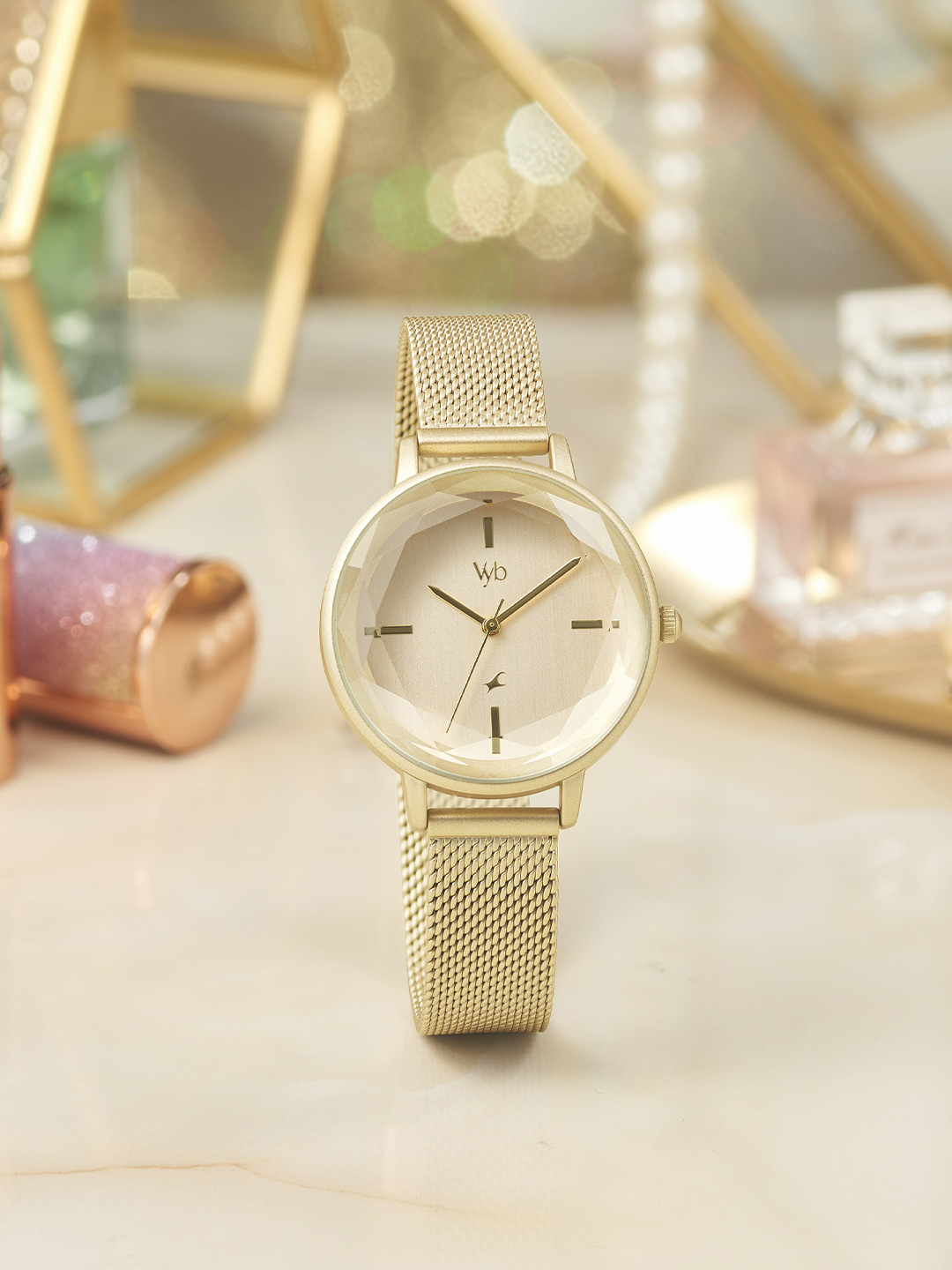 Fastrack Vyb Aurora Women Stainless Steel Bracelet Style Straps Analogue Watch FV60010YM01W