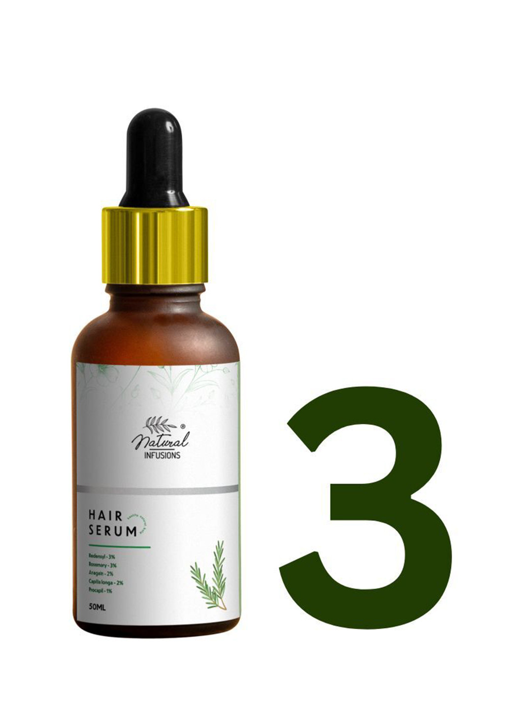 Natural Infusions 3-Pcs Hair Growth Serum With Redensyl - 50ml Each