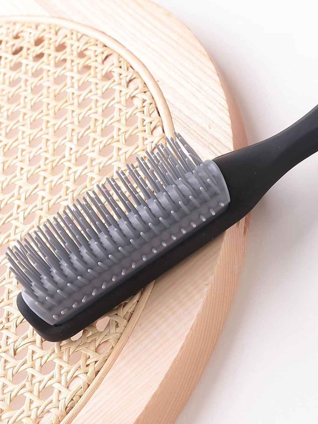 Yellow Chimes Flat Hair Brush with Strong & Flexible Bristles - Black