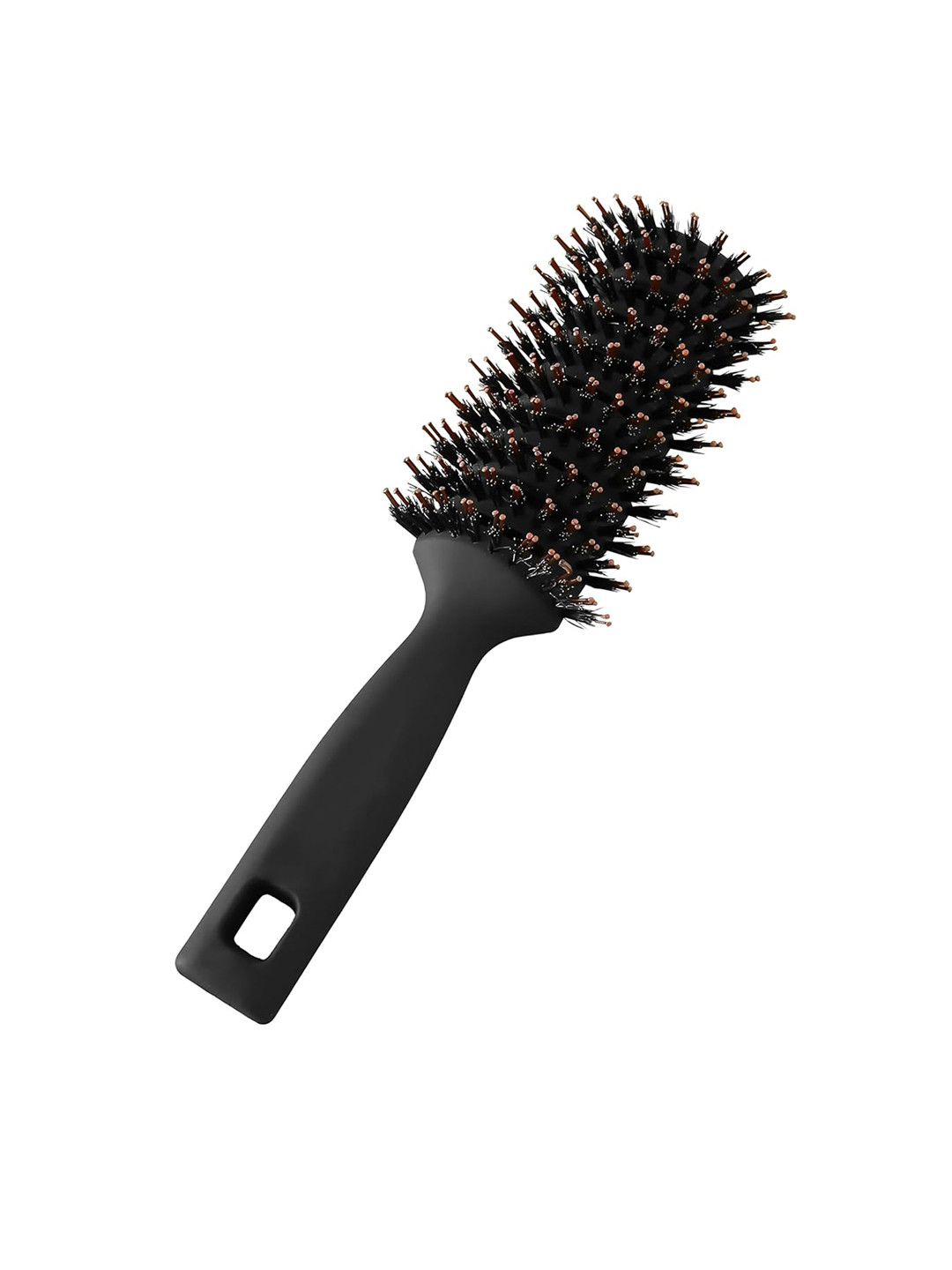 Yellow Chimes Round Vented Hair Brush for Quick Drying & Pain Free Detangling - Black