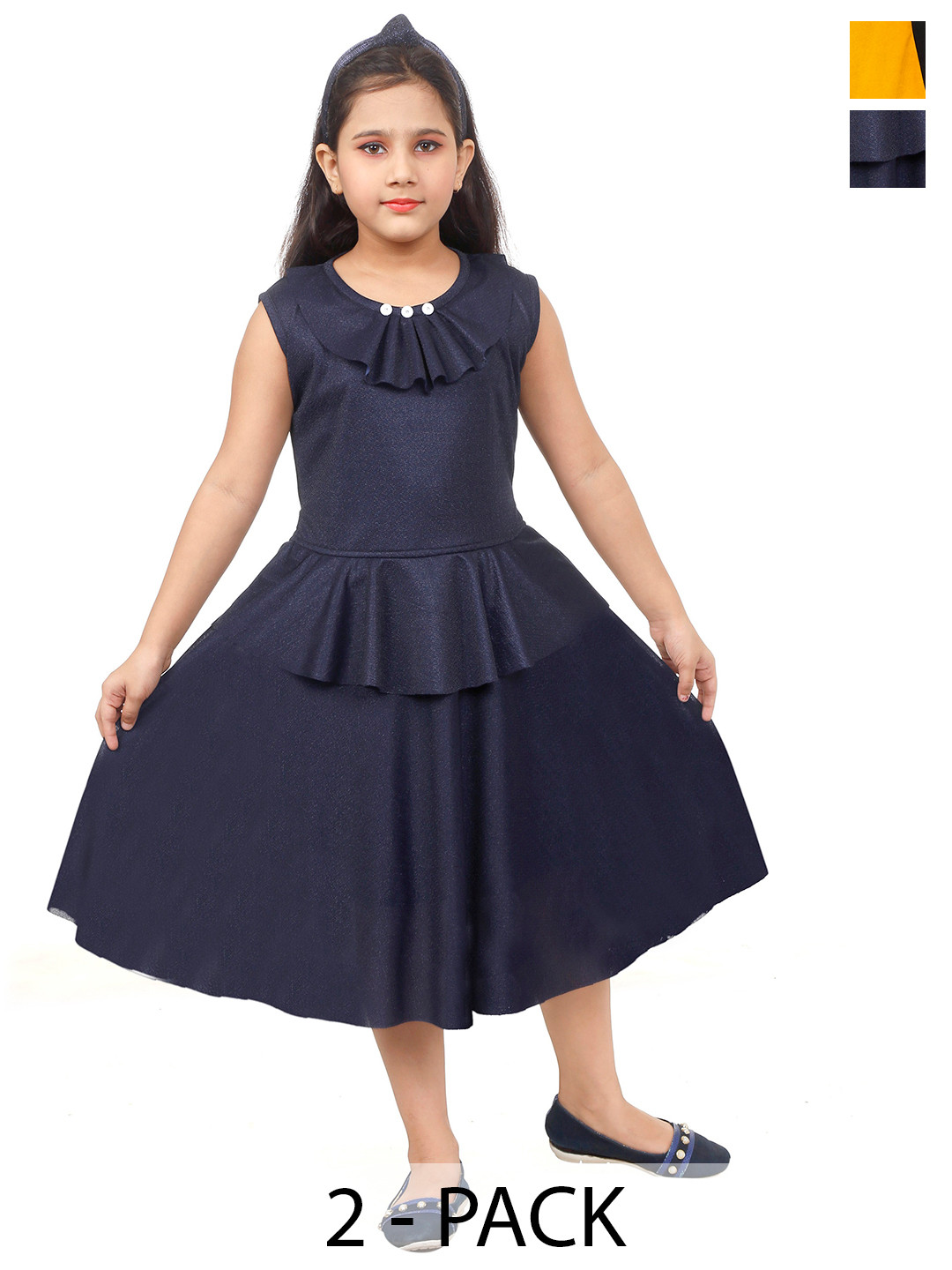 BAESD Pack of 2 A Line Round Neck Midi Dress