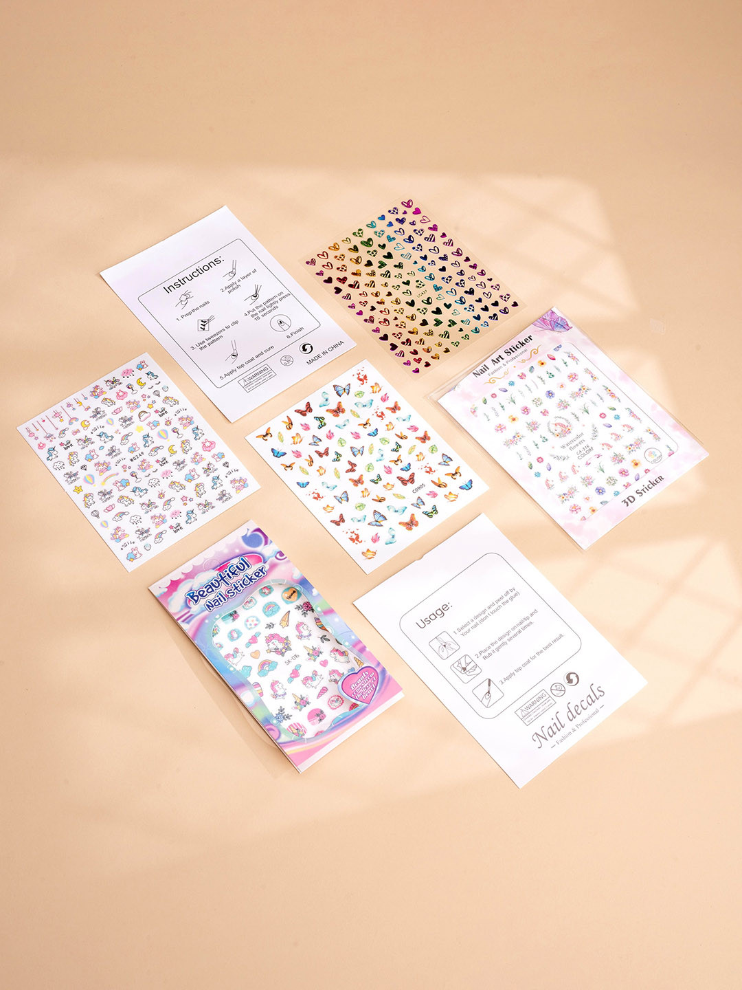 Yellow Chimes Self Adhesive Nail Art Nail Stickers - Shade 01