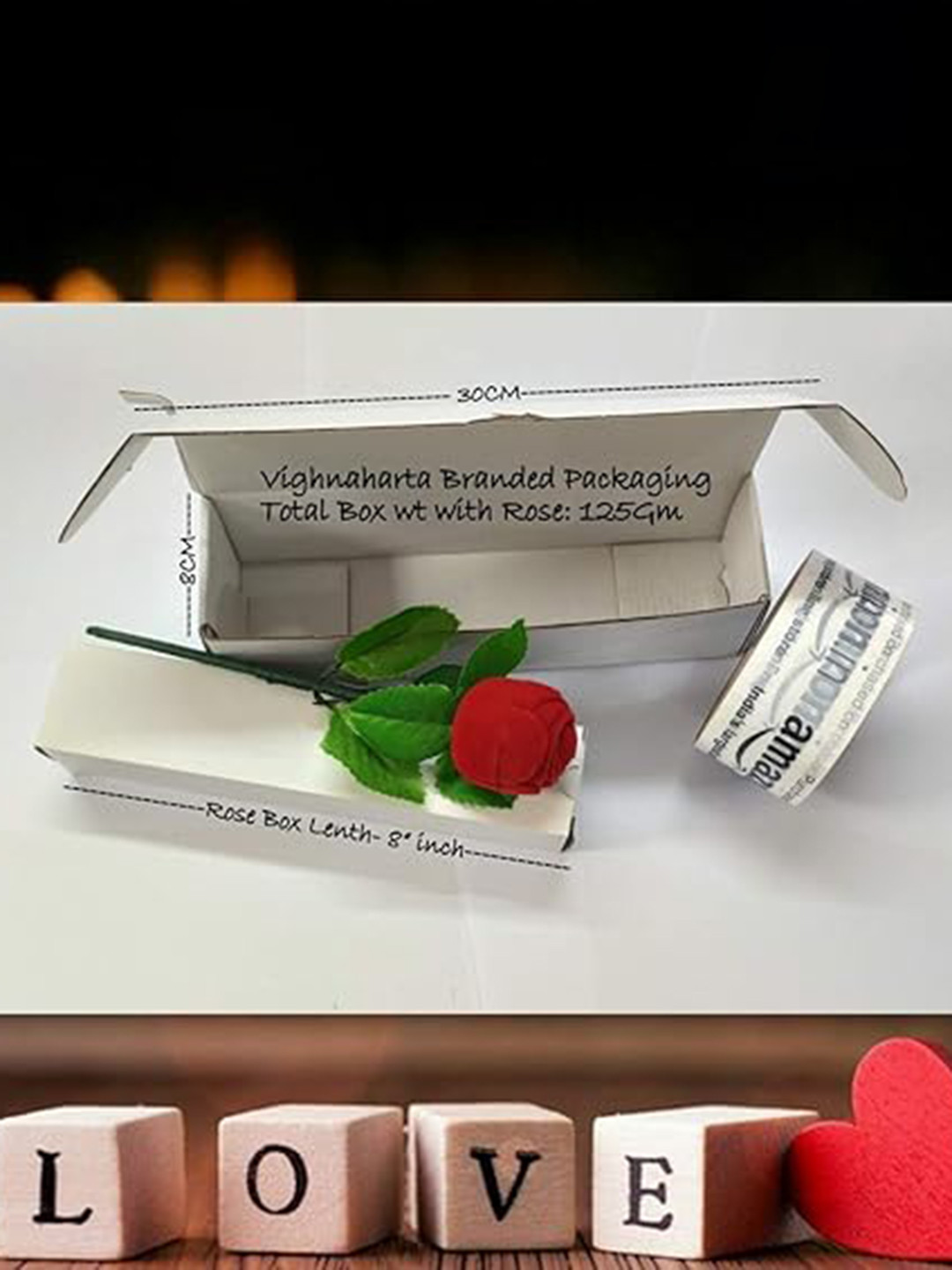 Vighnaharta Set of 2 Rhodium-Plated Cubic Zirconia Rings & Rose Box