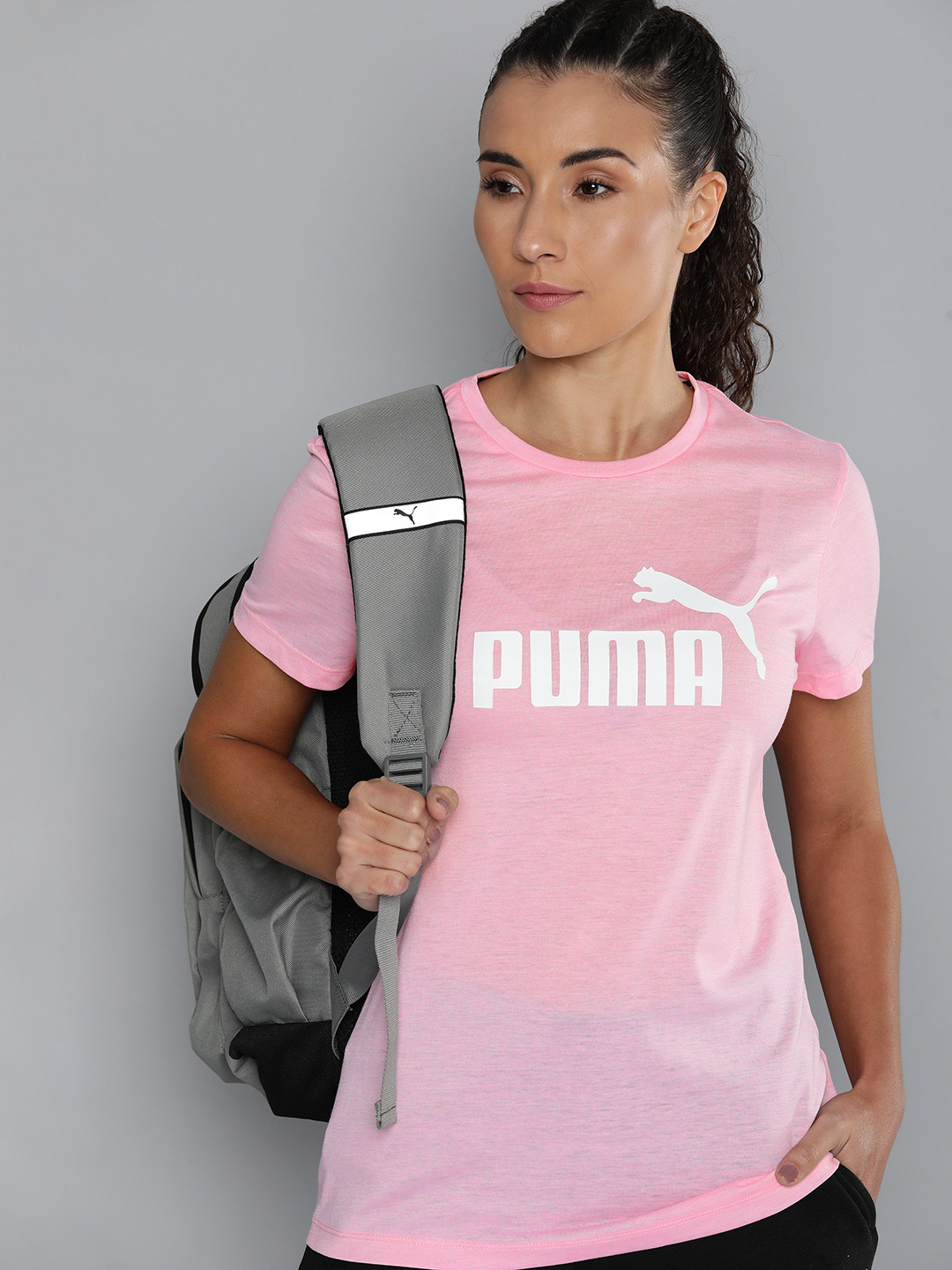 Puma Essentials Logo Regular Fit Heather Printed T-shirt