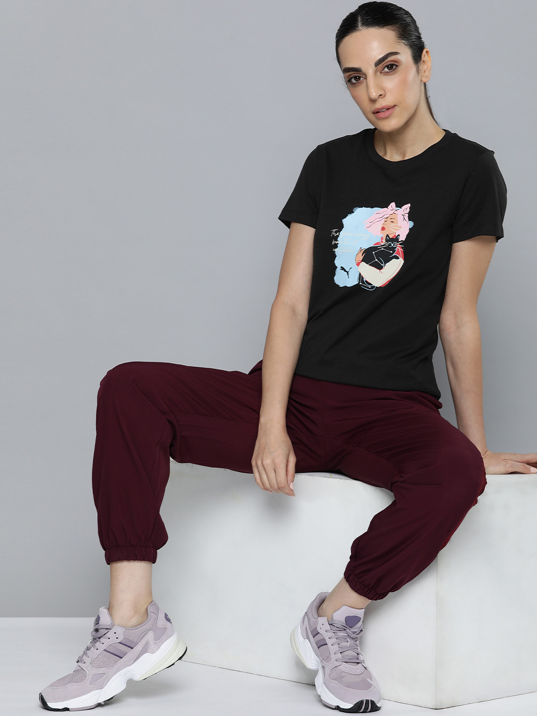 Puma Women GRAPHICS POSITIVE VIBE Printed Pure Cotton T-shirt