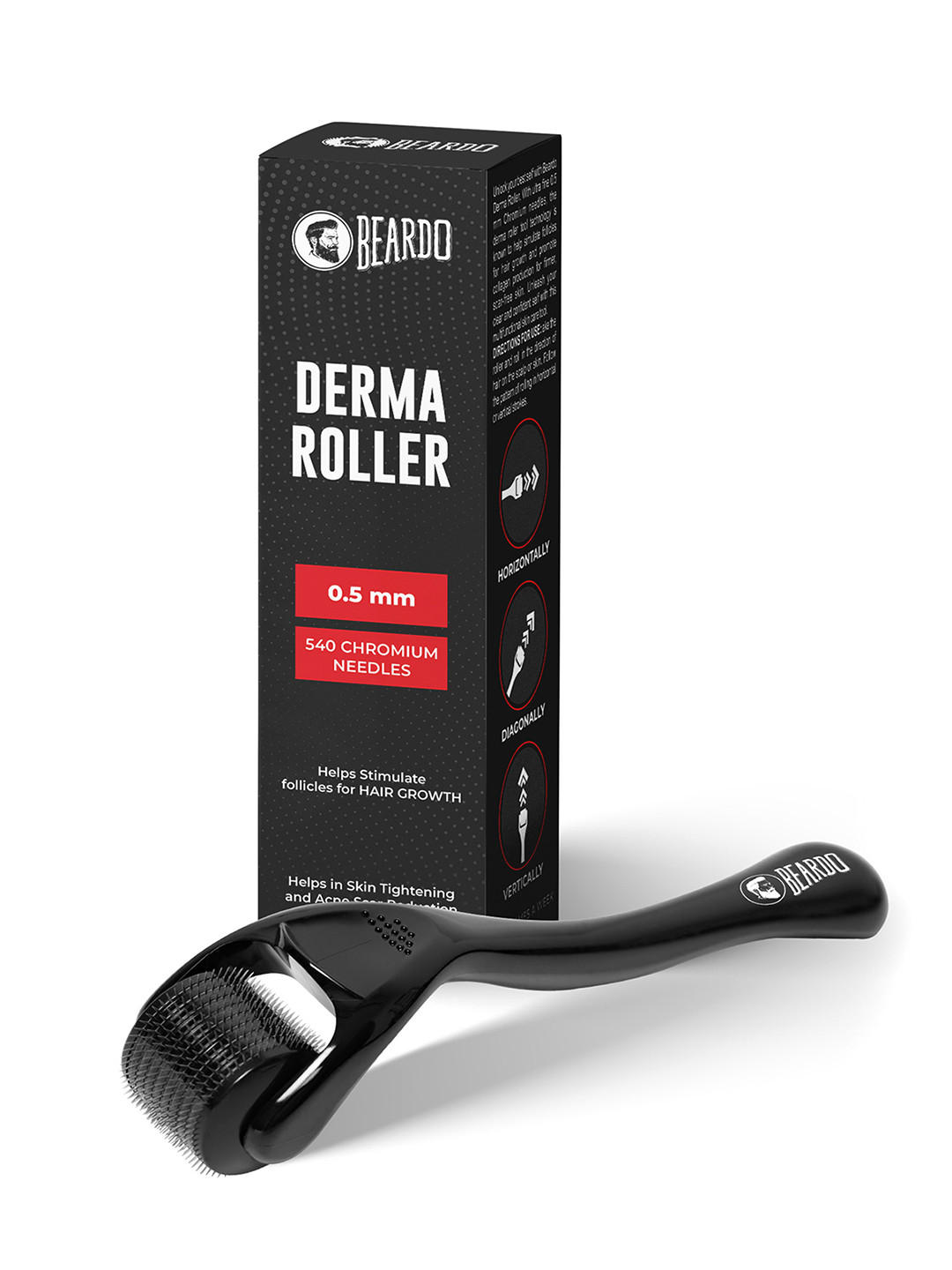 BEARDO Men Derma Roller For Hair Growth & Skin Tightening with 0.5 mm 540 Chromium Needles