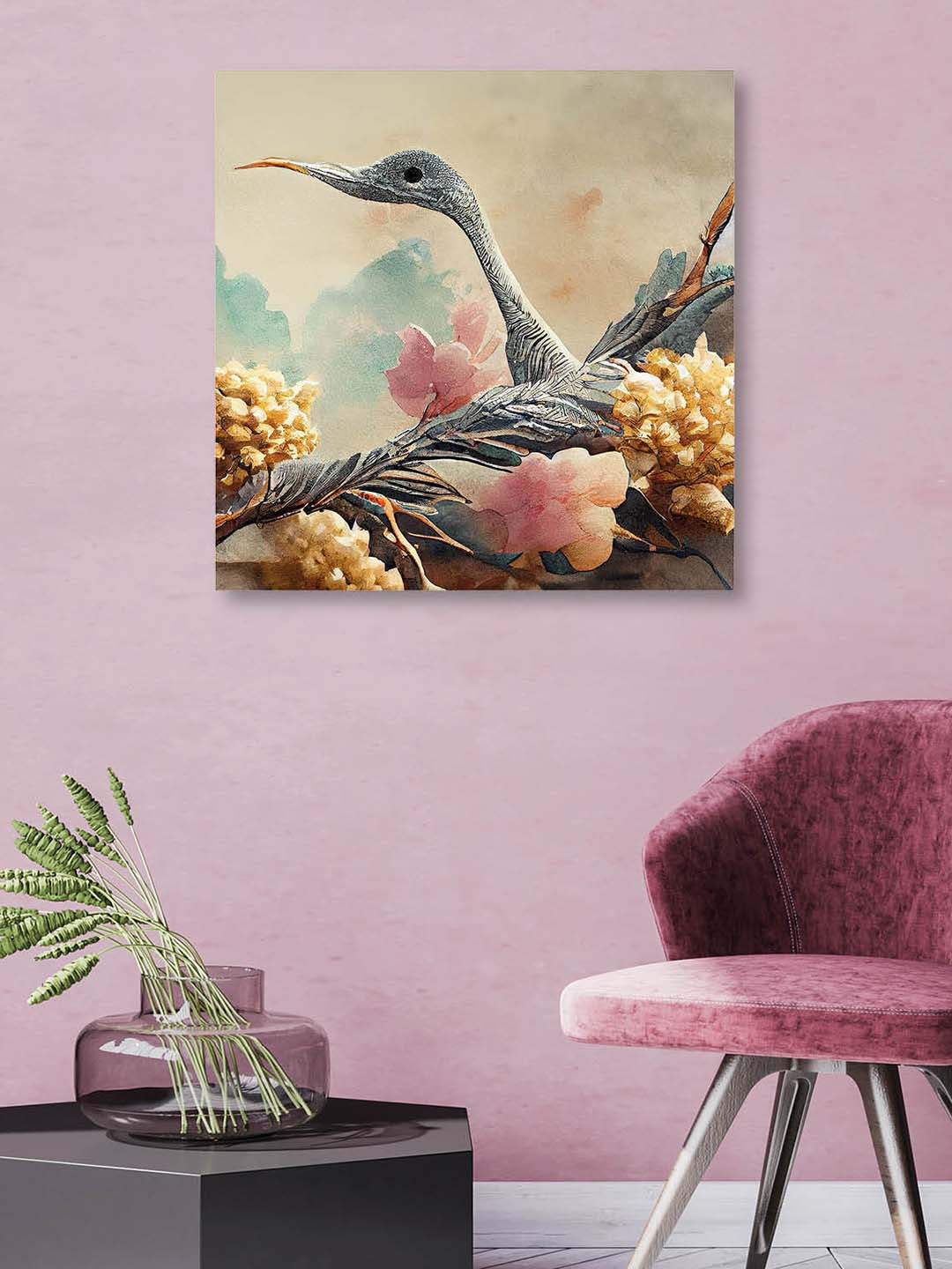 OLIVE TREE Flowers Grey Canvas Wall Living Room Square Paintings Wall Art -24.02 x 24.02In