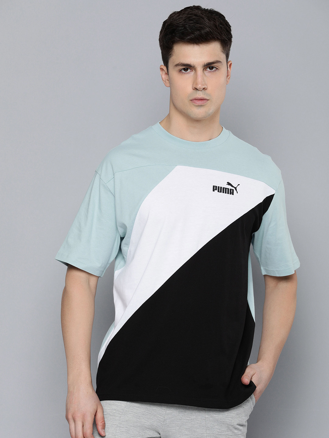 Puma Pure Cotton Relaxed Fit POWER Colorblock Outdoor T-shirt