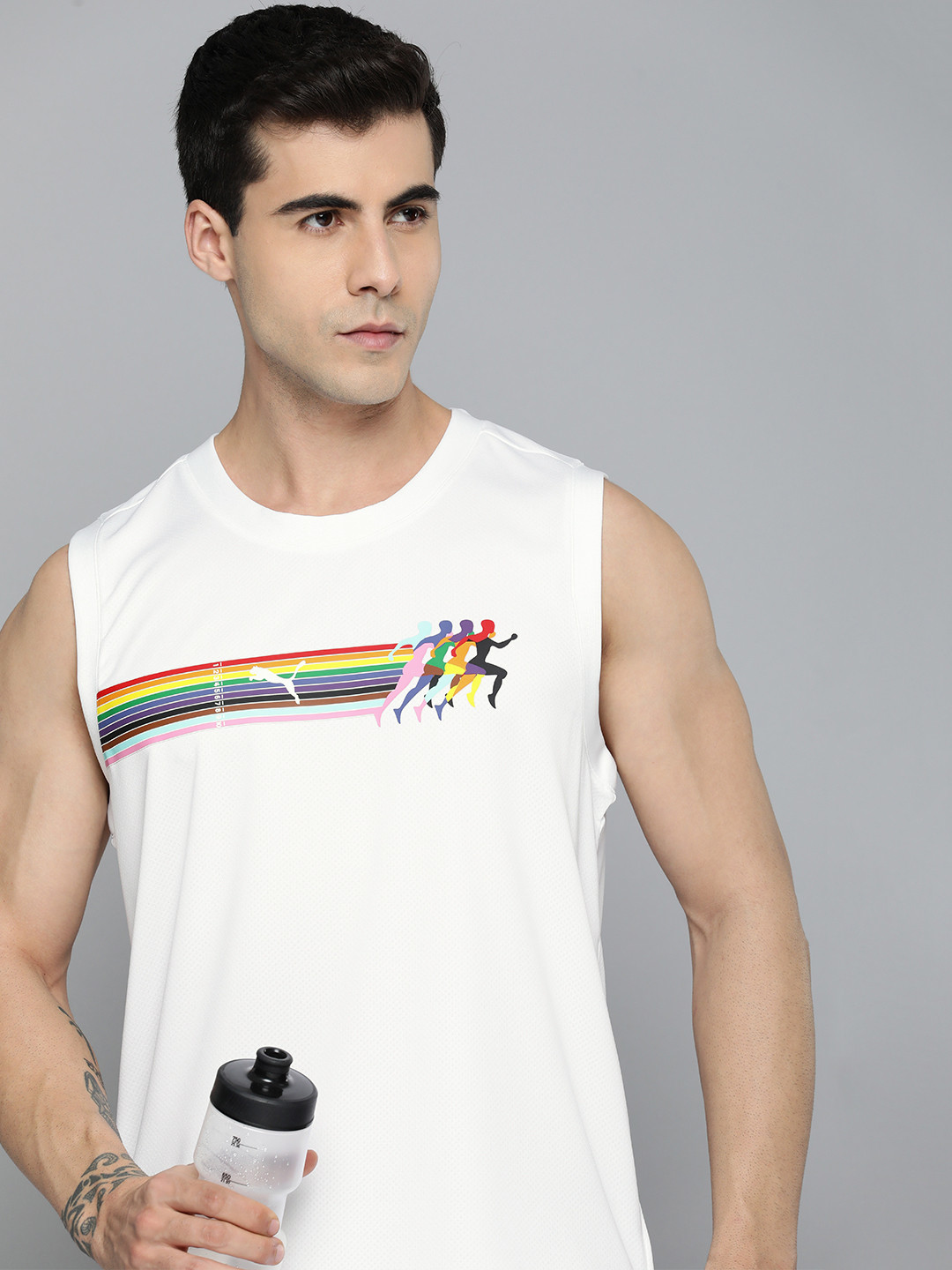 Puma Graphic Printed LOVE MARATHON Relaxed Fit dryCELL Tank T-shirt