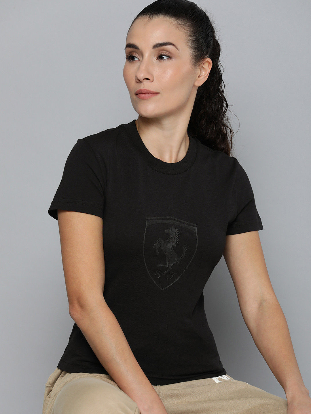 PUMA Motorsport Scuderia Ferrari Babydoll Printed Pure Cotton Slim Fit T-shirt