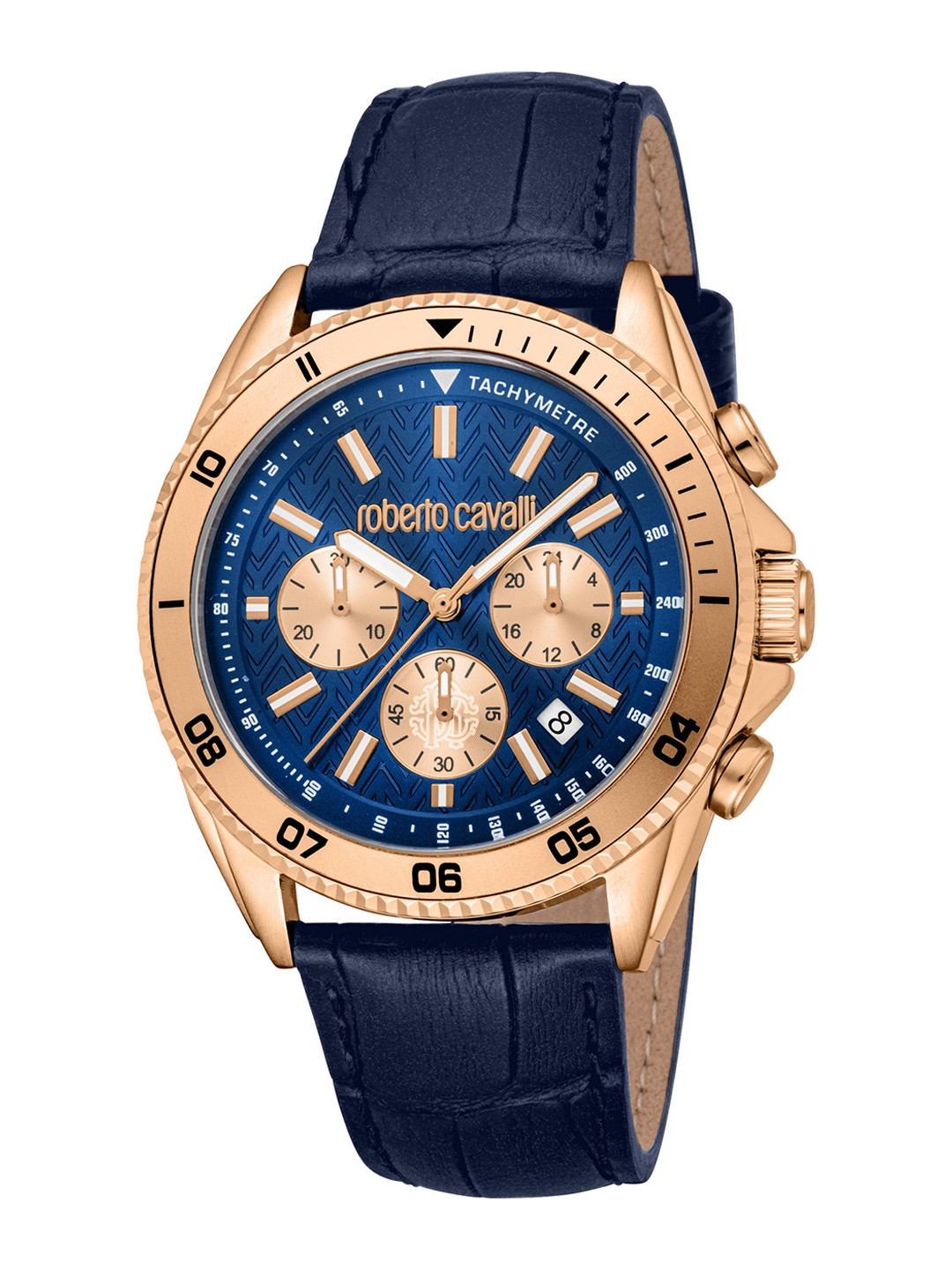 Roberto Cavalli Men Textured Leather Wrap Around Analogue Watch RC5G099L0035