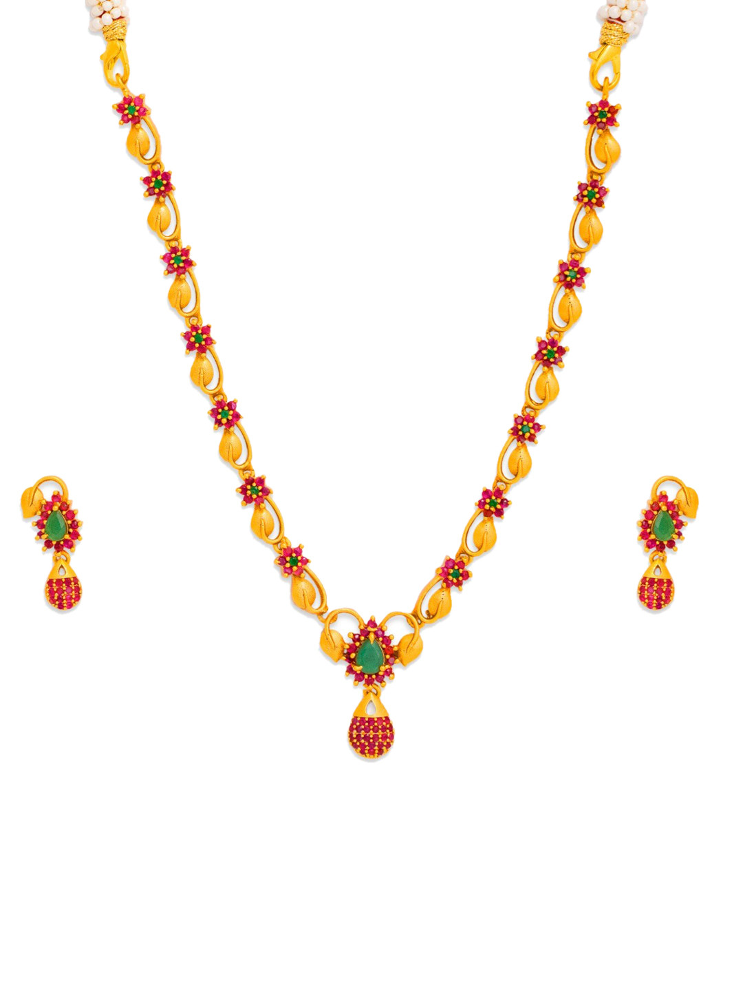 Adc fashions Gold-Plated American Diamond-Studded Jewellery Set