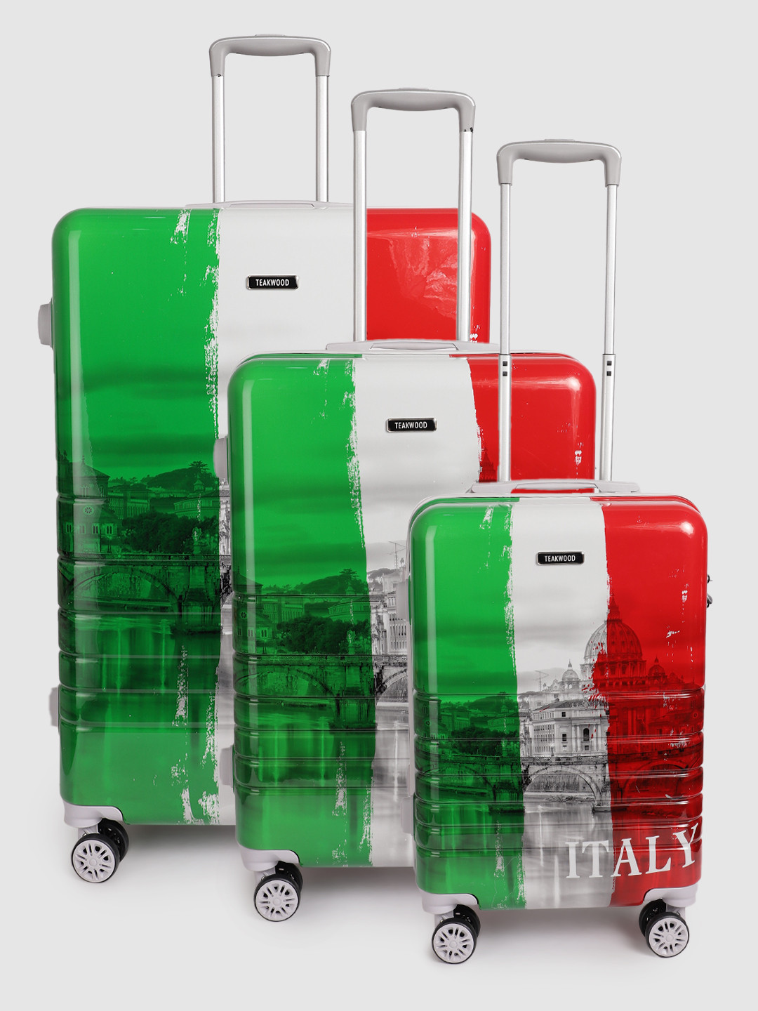 Teakwood Leathers Set of 3 Rome Printed 360 Degree Rotation Hard-Sided Trolley Bags 182L