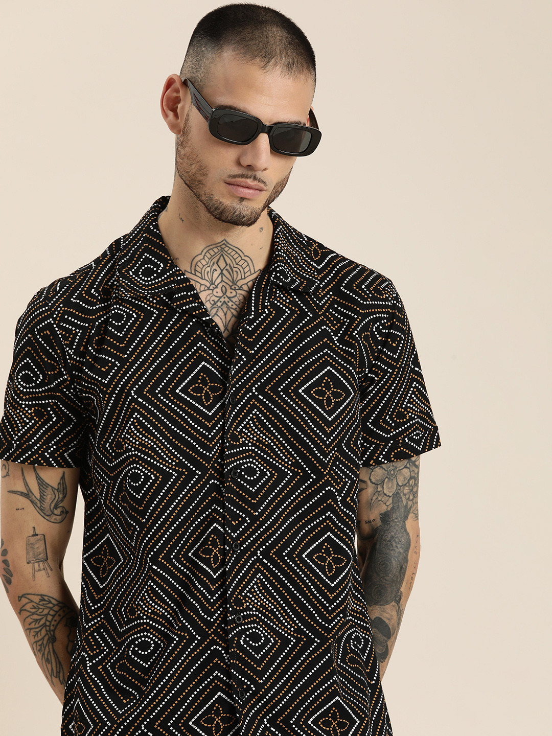 HERE&NOW Textured Relaxed Fit Casual Shirt