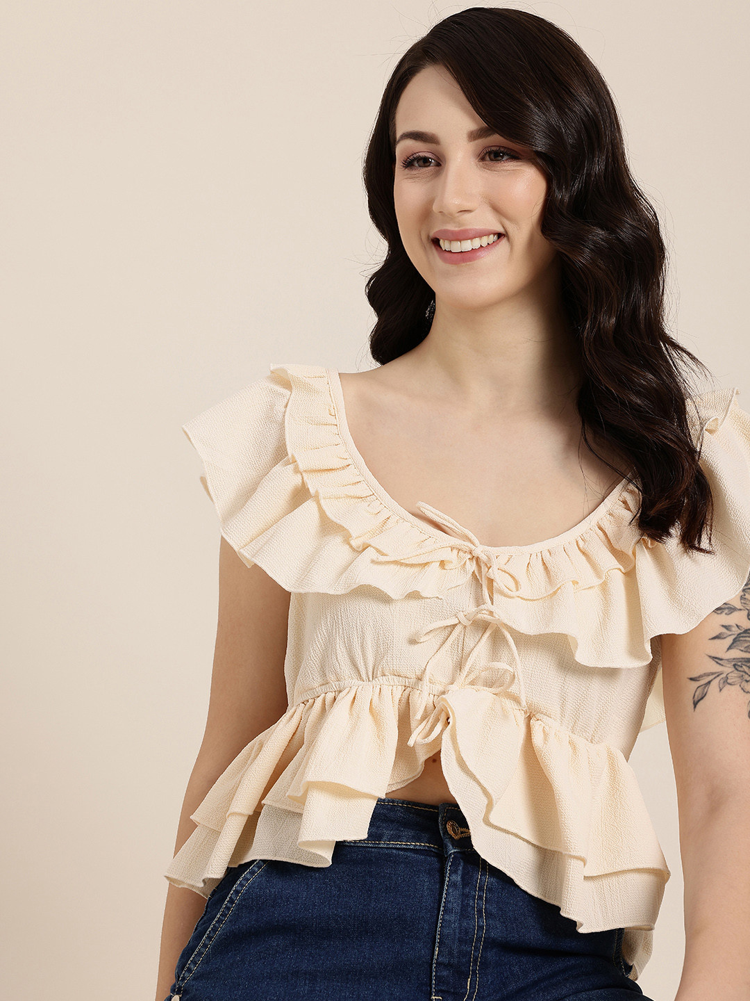 HERE&NOW Ruffles Tiered Crop Top