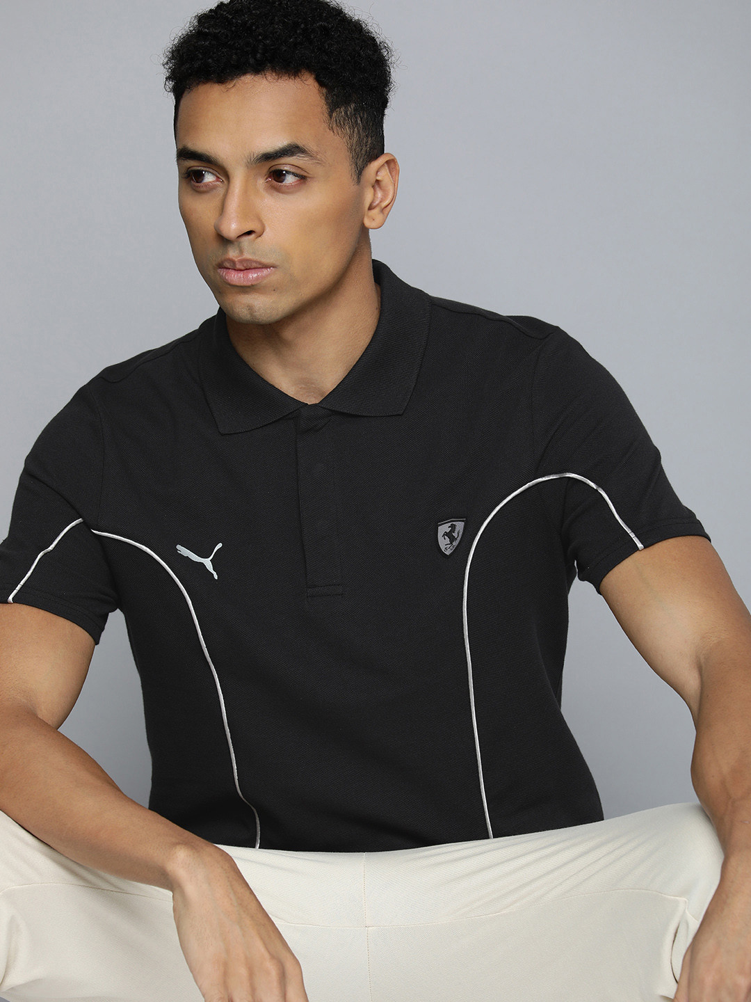 PUMA Motorsport Pure Cotton Polo Collar Scuderia Ferrari T-shirt