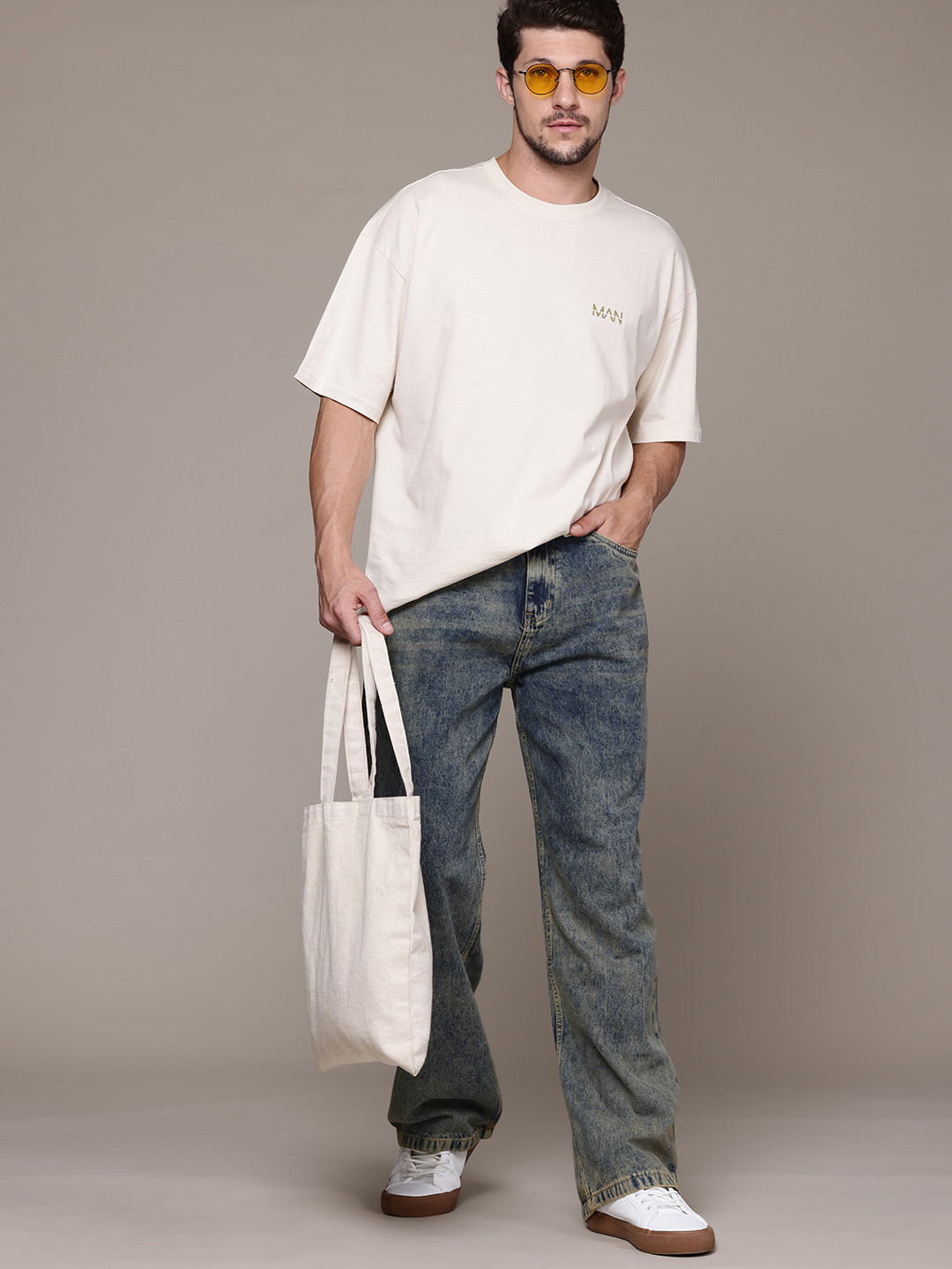 The Roadster Lifestyle Co. Men Pure Cotton Wide Leg Jeans